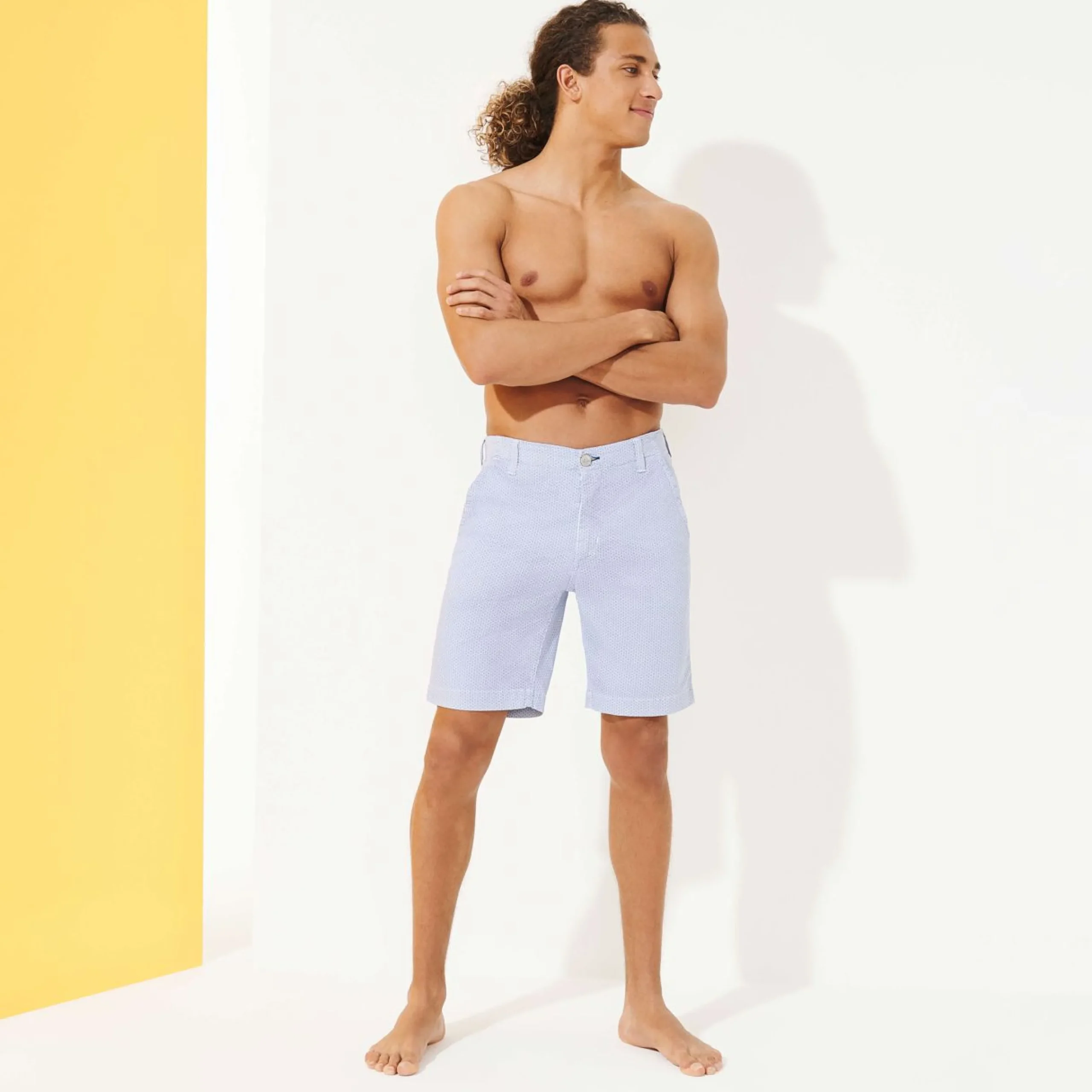 Homme Vilebrequin Bermudas Et Shorts^Bermuda En Coton Homme Imprime Micro Flower