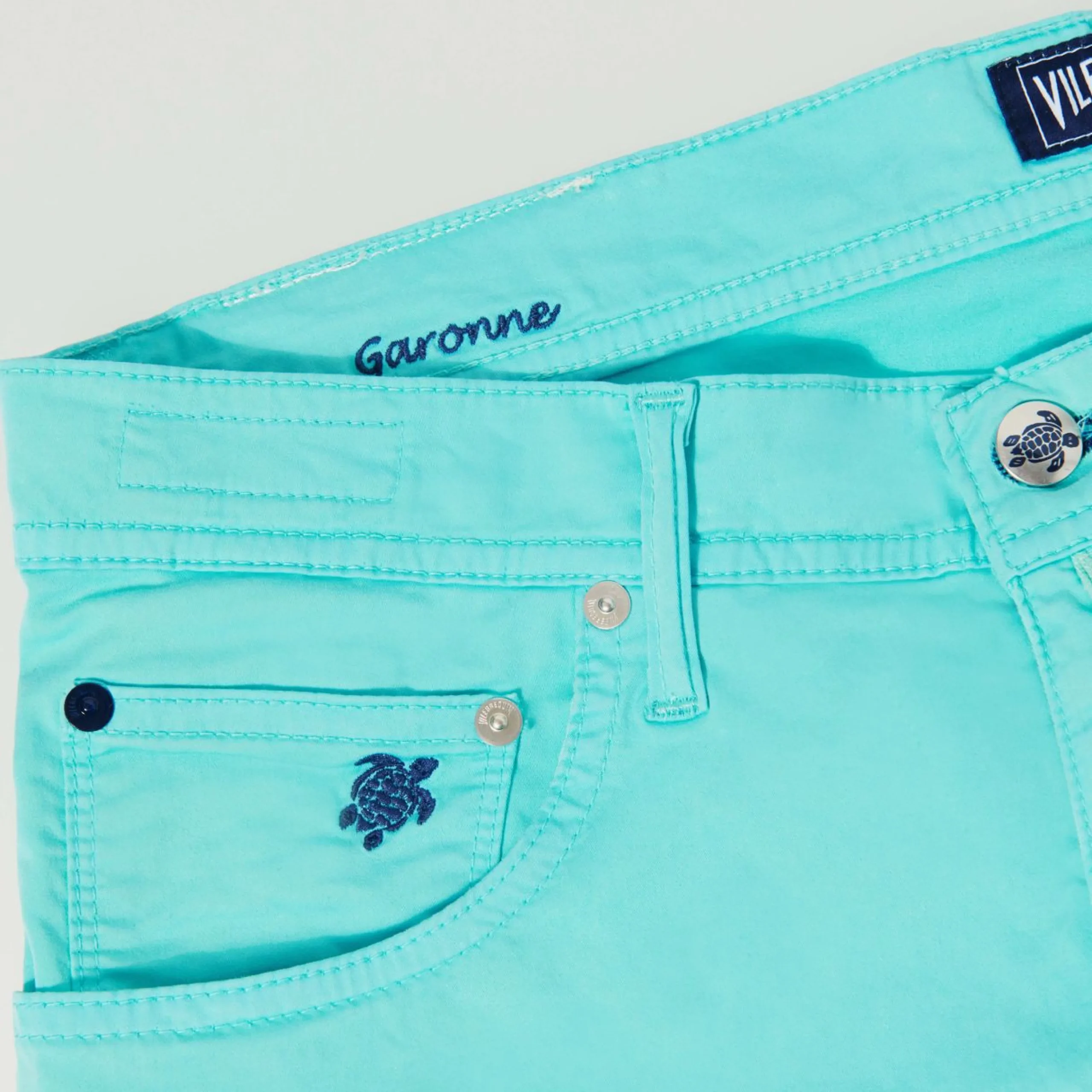 Homme Vilebrequin Bermudas Et Shorts^Bermuda En Coton Satine 5 Poches Homme Uni