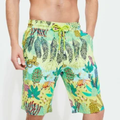Homme Vilebrequin Bermudas Et Shorts^Bermuda En Lin Homme Imprime Jungle Rousseau