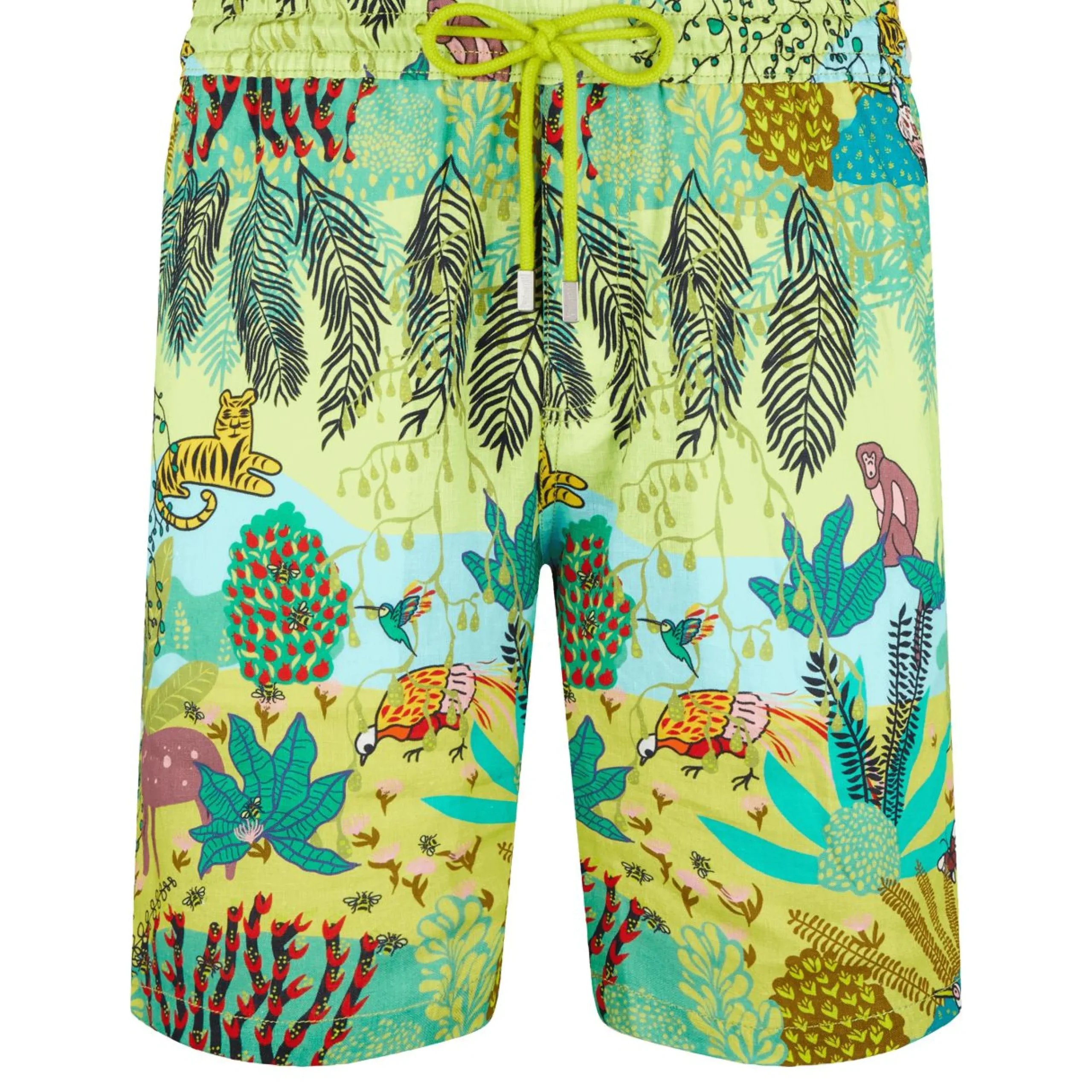 Homme Vilebrequin Bermudas Et Shorts^Bermuda En Lin Homme Imprime Jungle Rousseau