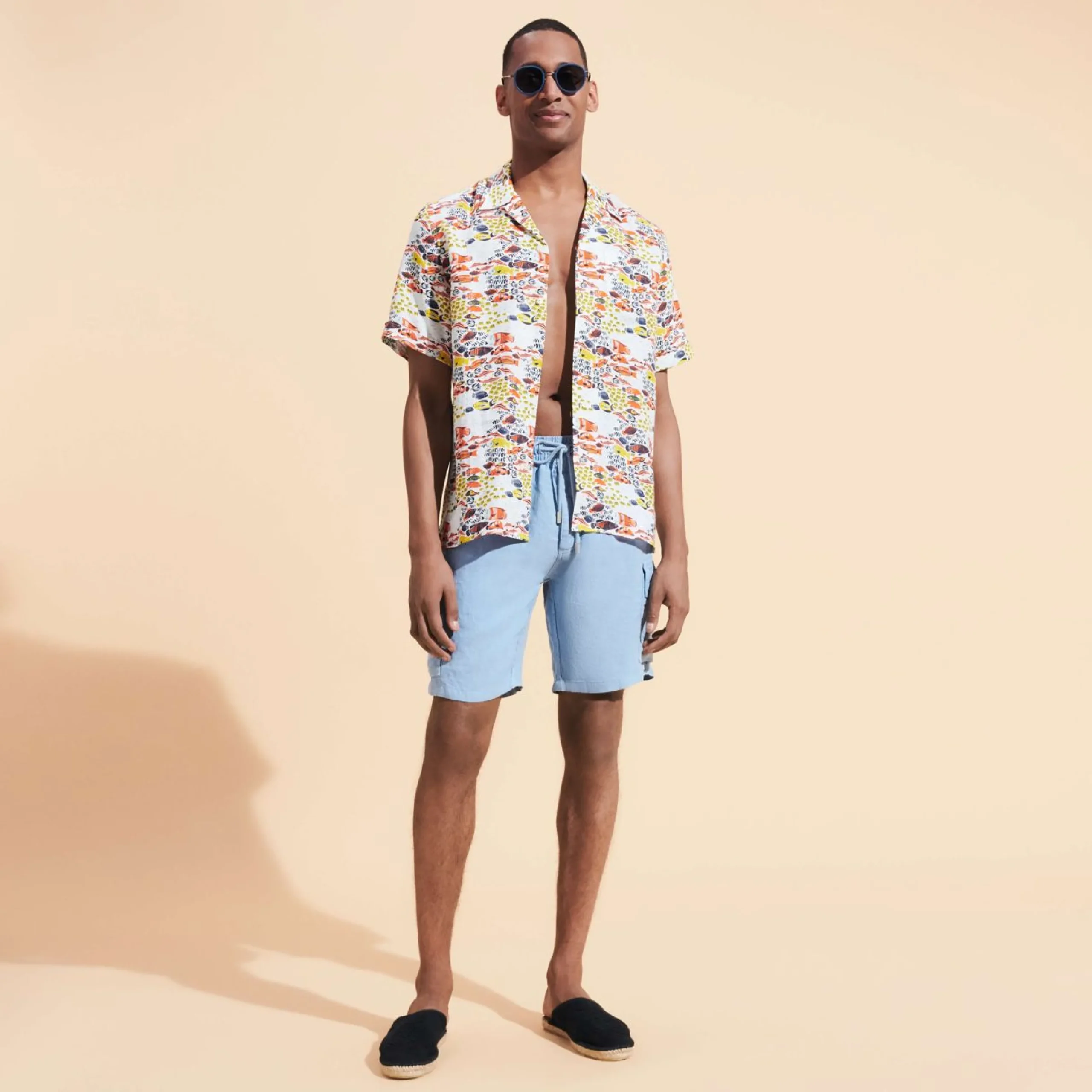Homme Vilebrequin Bermudas Et Shorts^Bermuda En Lin Homme Uni Poches Cargo