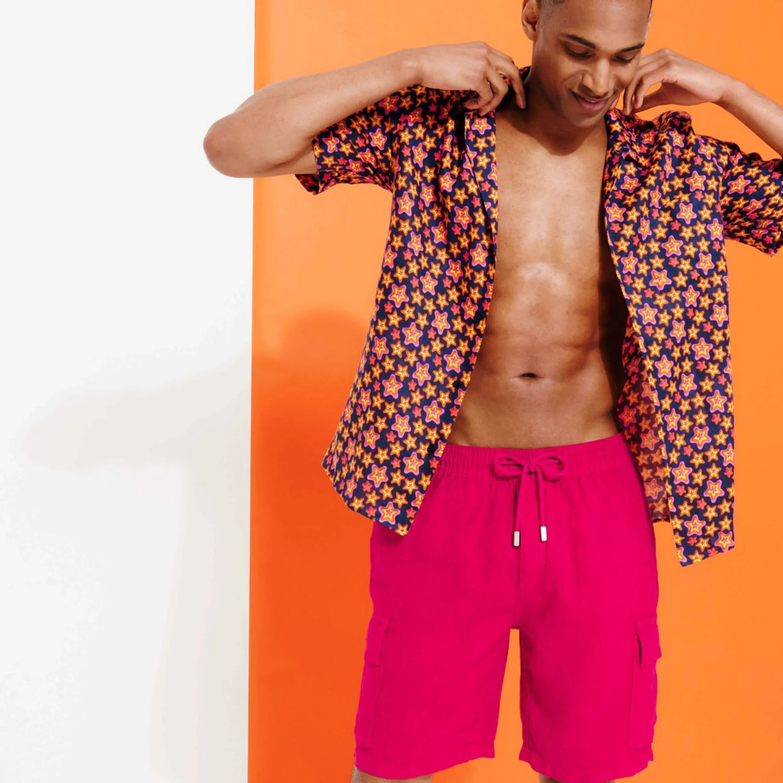 Homme Vilebrequin Pantalons^Bermuda En Lin Homme Uni Poches Cargo