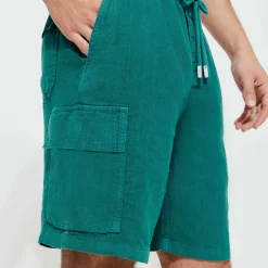 Homme Vilebrequin Pantalons^Bermuda En Lin Homme Uni Poches Cargo