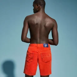 Homme Vilebrequin Bermudas Et Shorts^Bermuda En Velours Cotele 2000 Raies 5 Poches Homme Uni