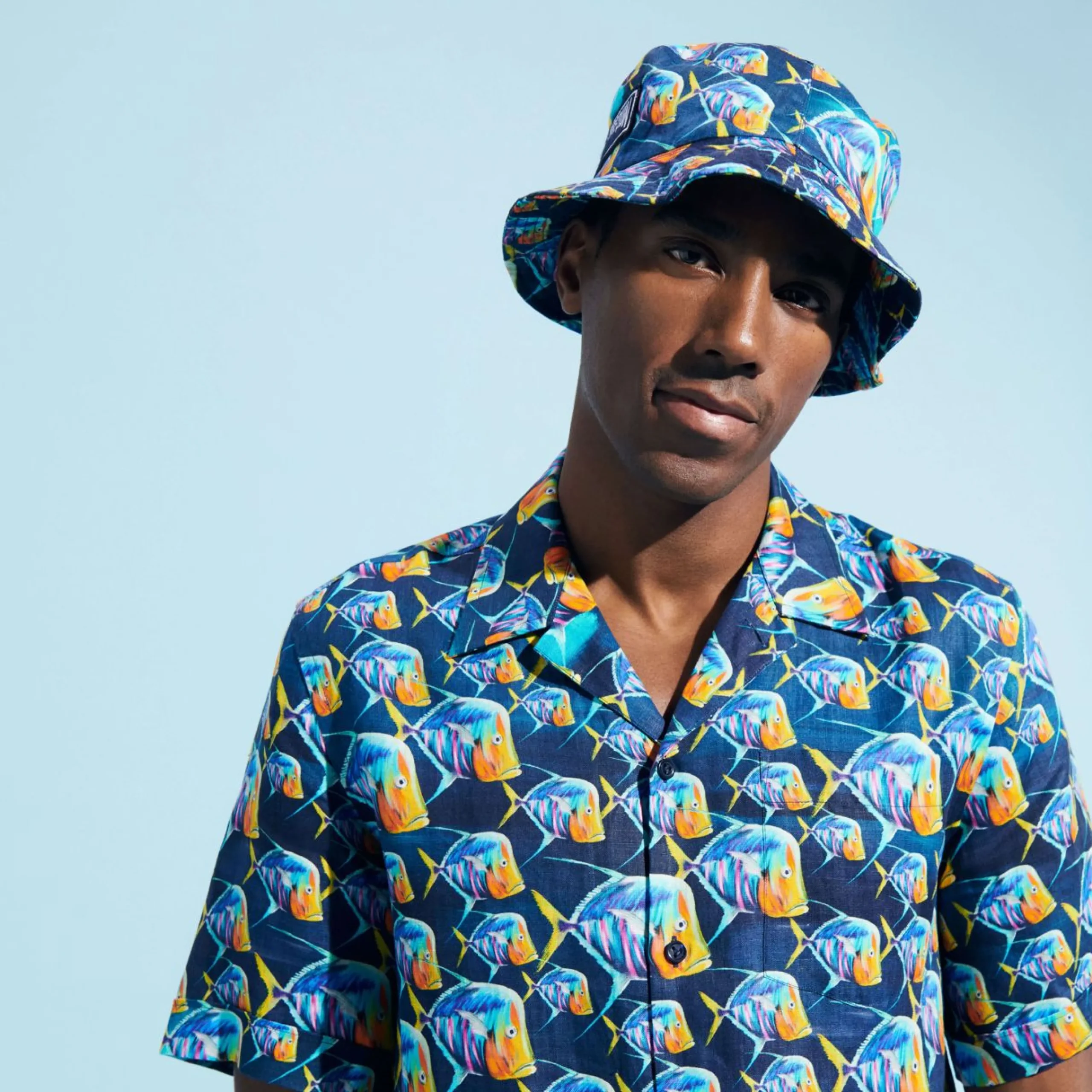 Homme Vilebrequin Casquettes^Bob En Lin Piranhas