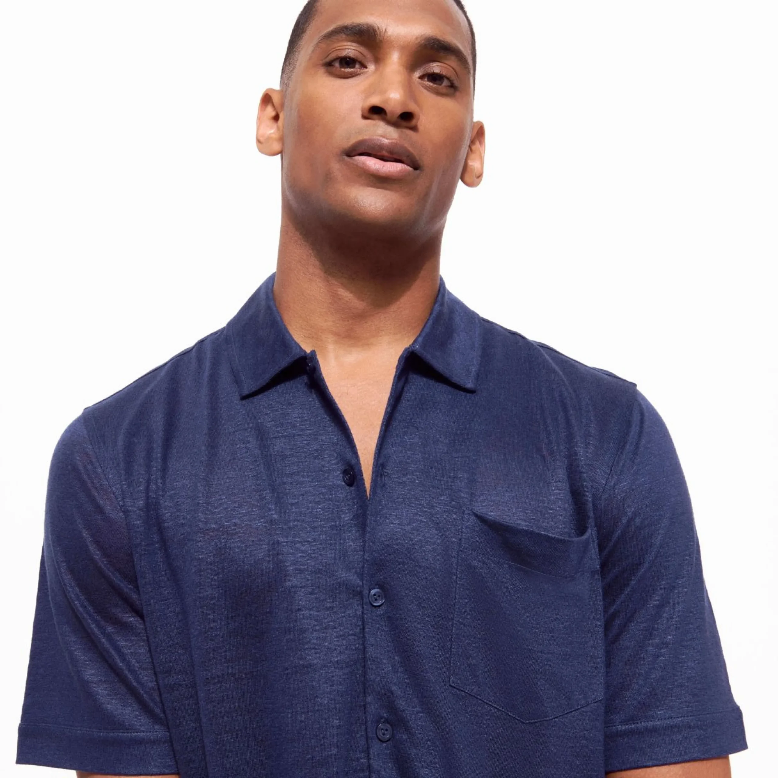 Femme Vilebrequin Chemises^Chemise Bowling En Jersey De Lin Unisexe Unie