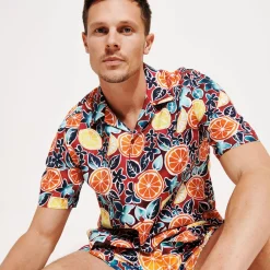 Homme Vilebrequin Chemises^Chemise Bowling En Lin Homme Presse Citron