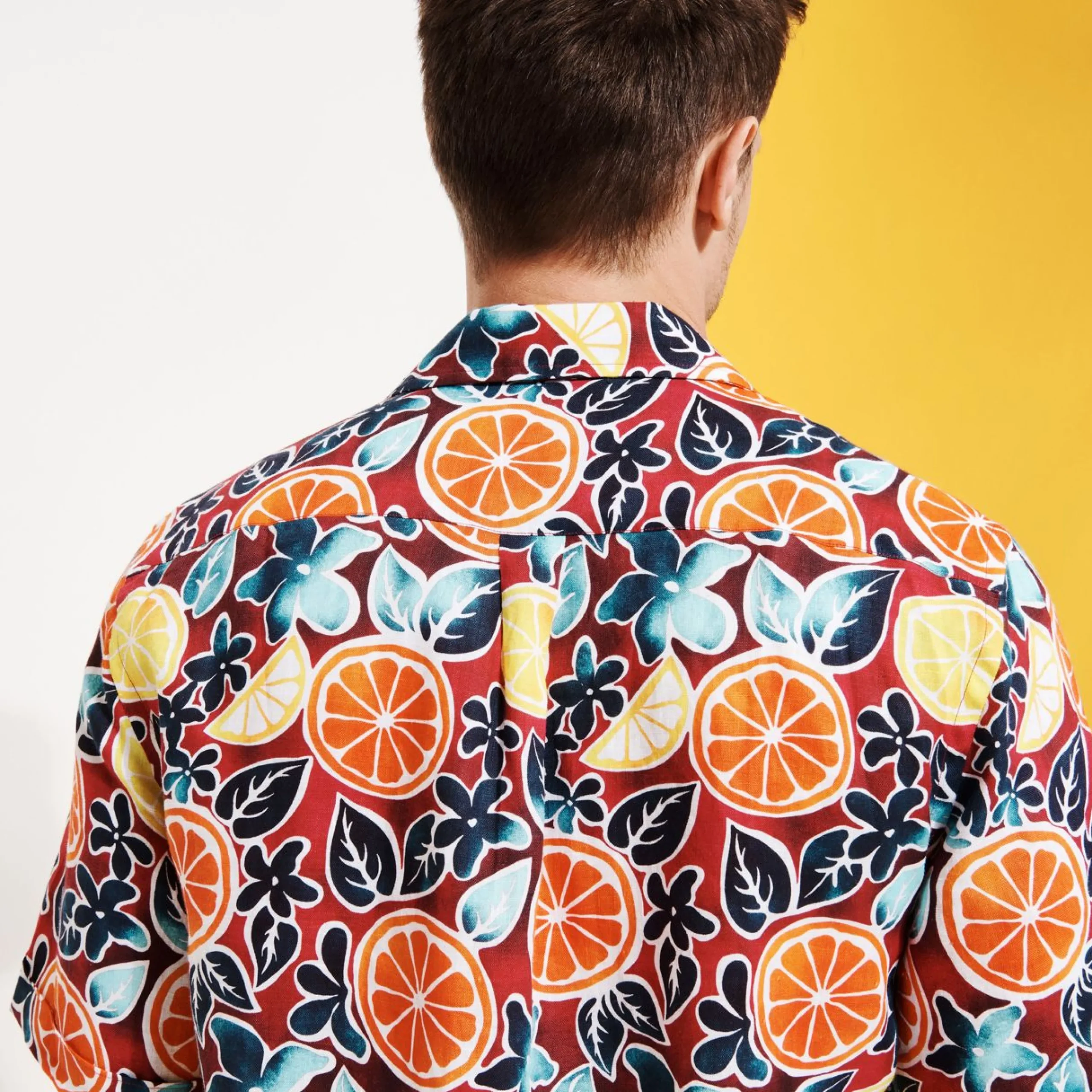 Homme Vilebrequin Chemises^Chemise Bowling En Lin Homme Presse Citron