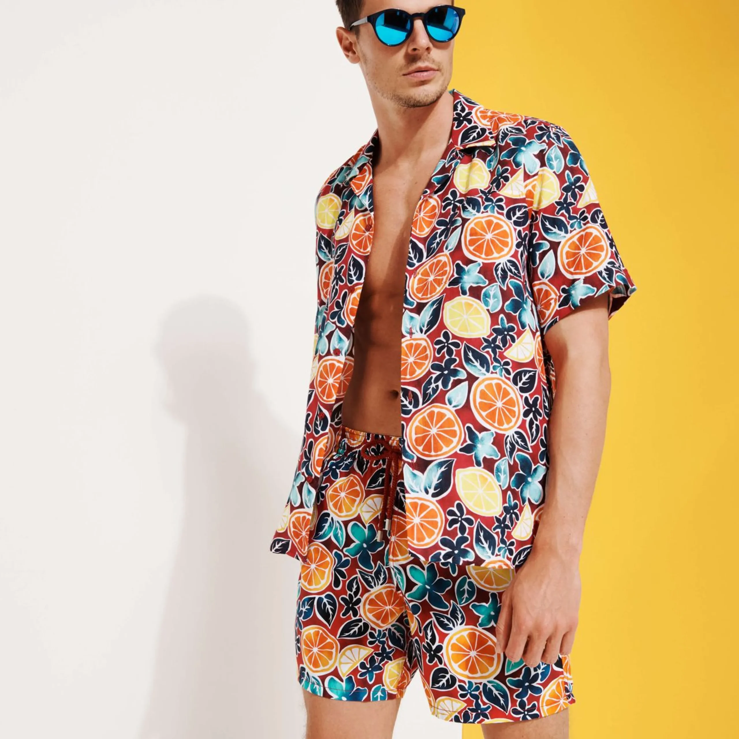 Homme Vilebrequin Chemises^Chemise Bowling En Lin Homme Presse Citron