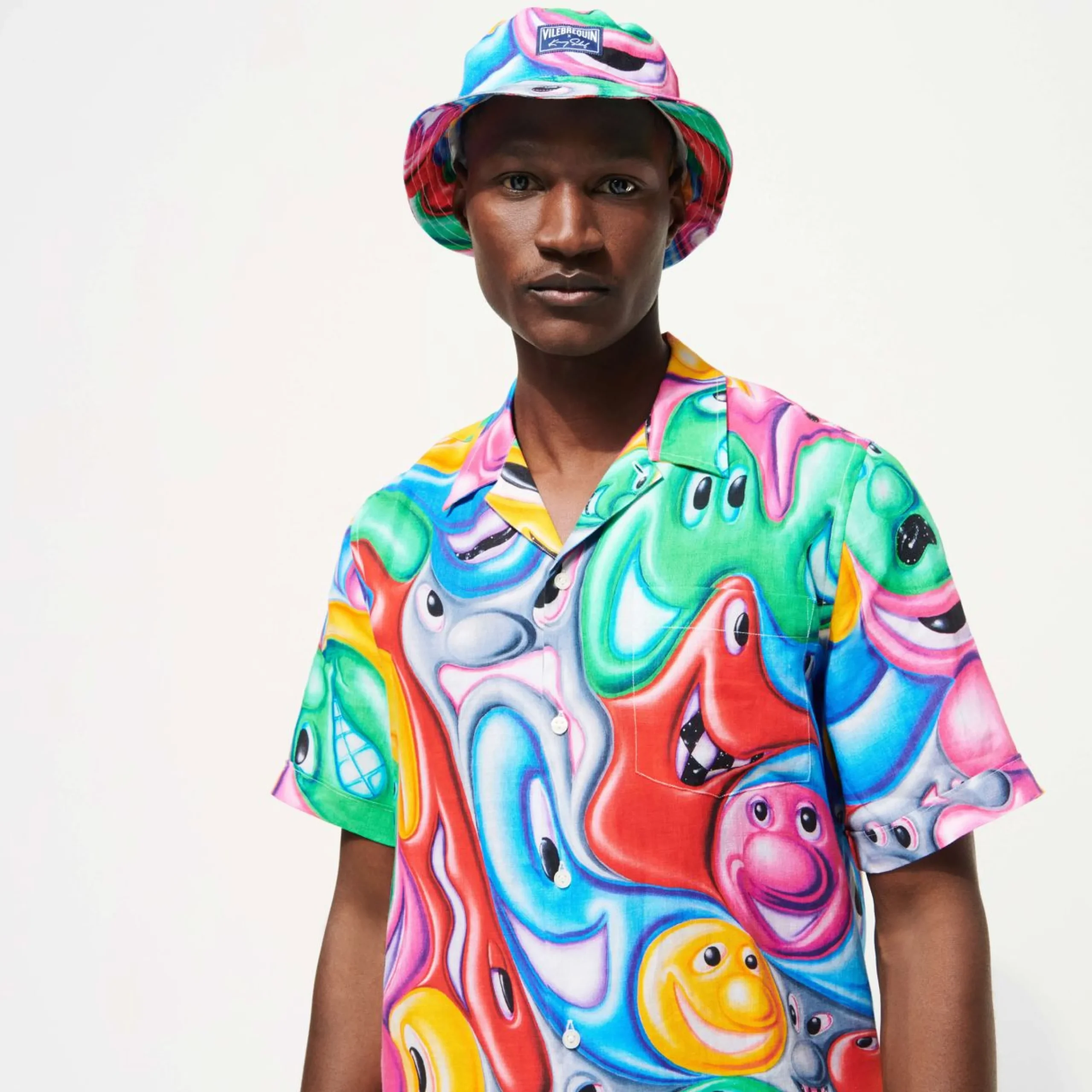 Homme Vilebrequin Chemises^Chemise Bowling En Lin Homme Faces In Places - X Kenny Scharf