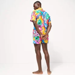 Homme Vilebrequin Chemises^Chemise Bowling En Lin Homme Faces In Places - X Kenny Scharf