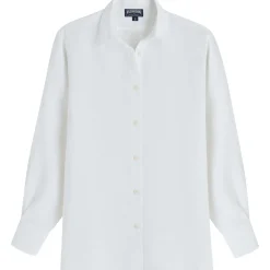 Femme Vilebrequin Robes^Chemise En Lin Blanc Femme Unie- X Angelo Tarlazzi