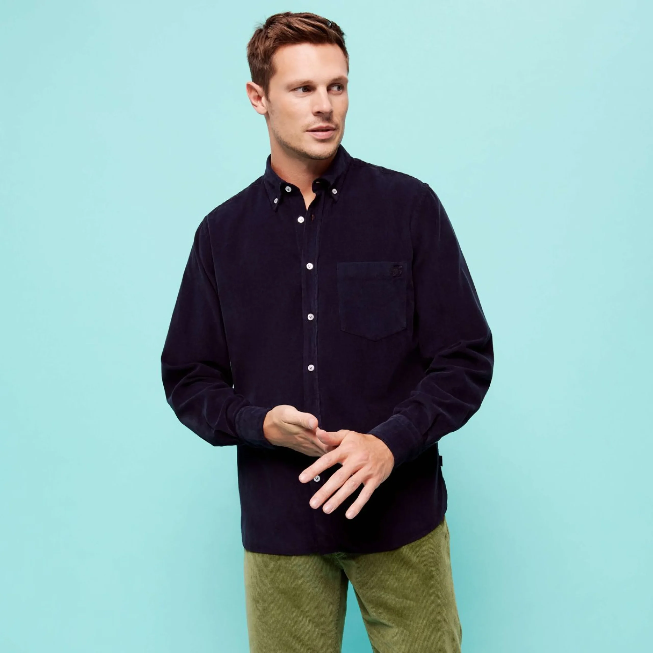 Homme Vilebrequin Chemises^Chemise En Velours Deux Milleraies Homme Uni