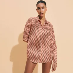Femme Vilebrequin Chemises^Chemise En Voile De Coton Organique Unisexe Micro Mouettes