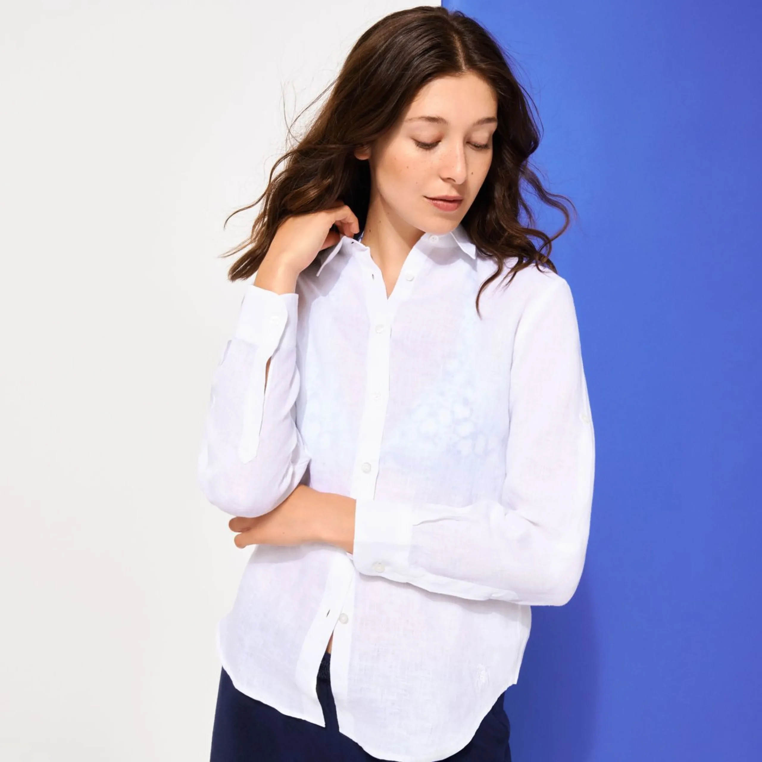 Femme Vilebrequin Chemises^Chemise Manches Longues En Lin Femme Unie