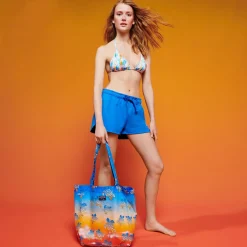 Femme Vilebrequin Haut Triangle^Haut De Maillot De Bain Triangle Femme Palms & Stripes - X The Beach Boys