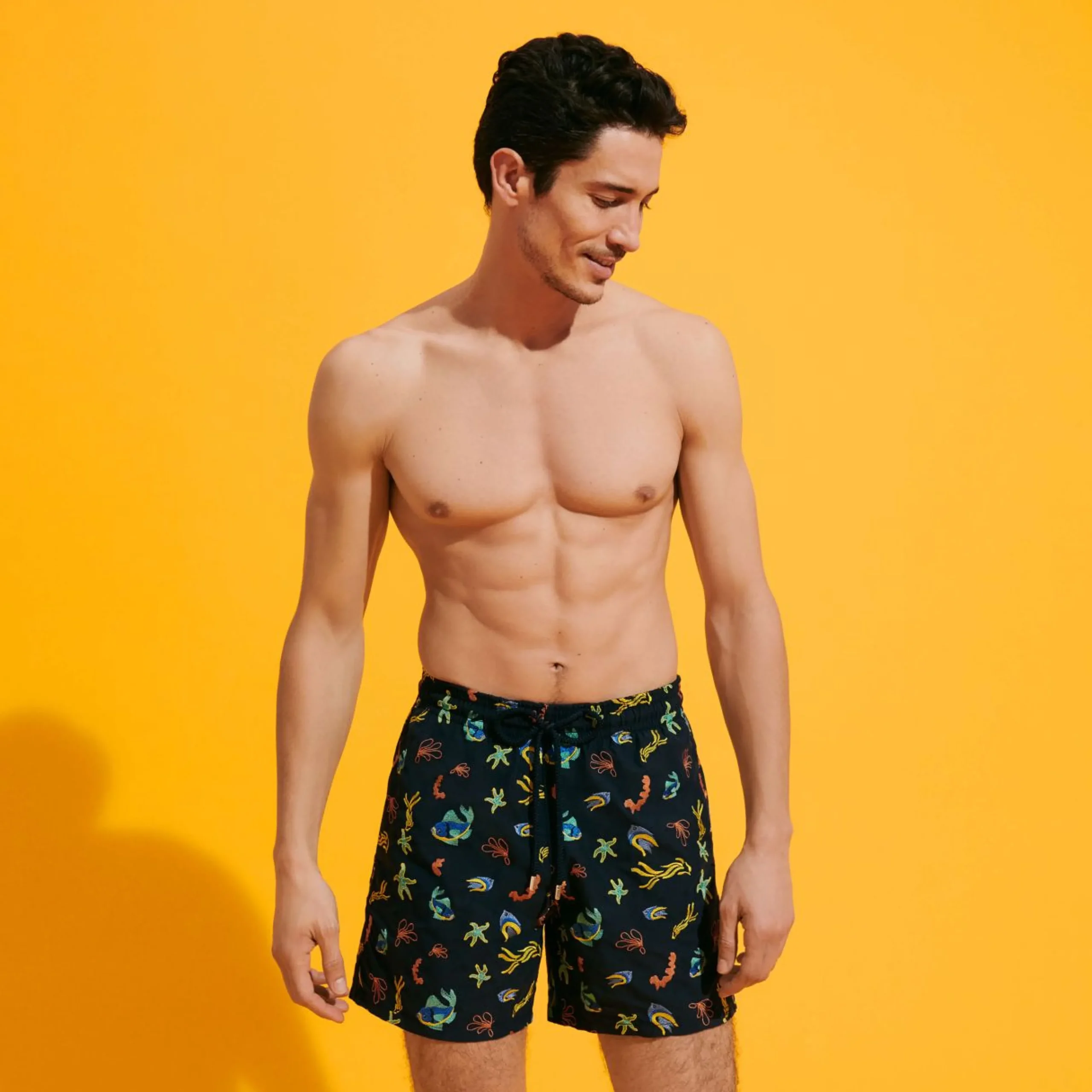 Homme Vilebrequin Le Père & Fils^Maillot De Bain Brodé Homme Naive Fish - Edition Limitee