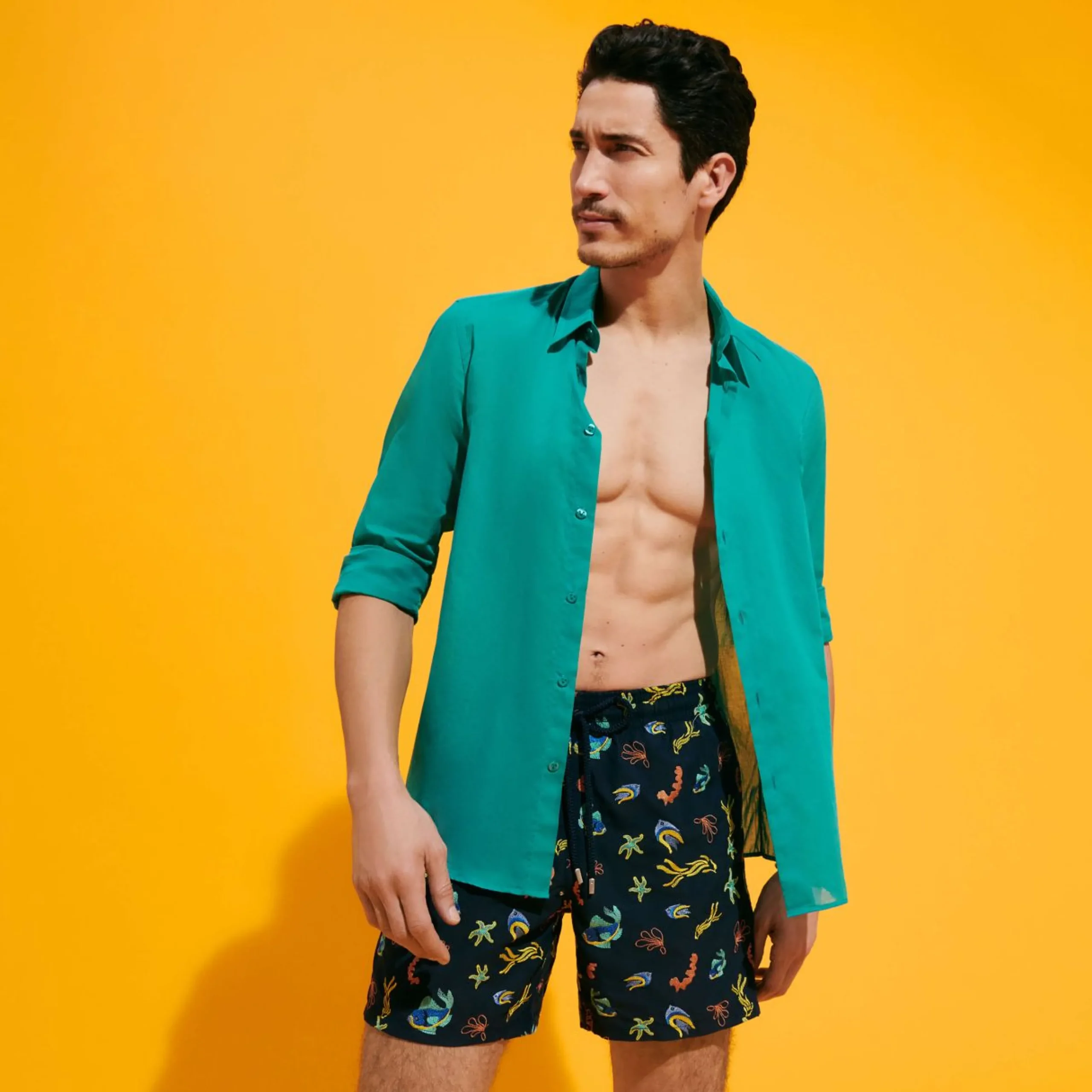 Homme Vilebrequin Le Père & Fils^Maillot De Bain Brodé Homme Naive Fish - Edition Limitee