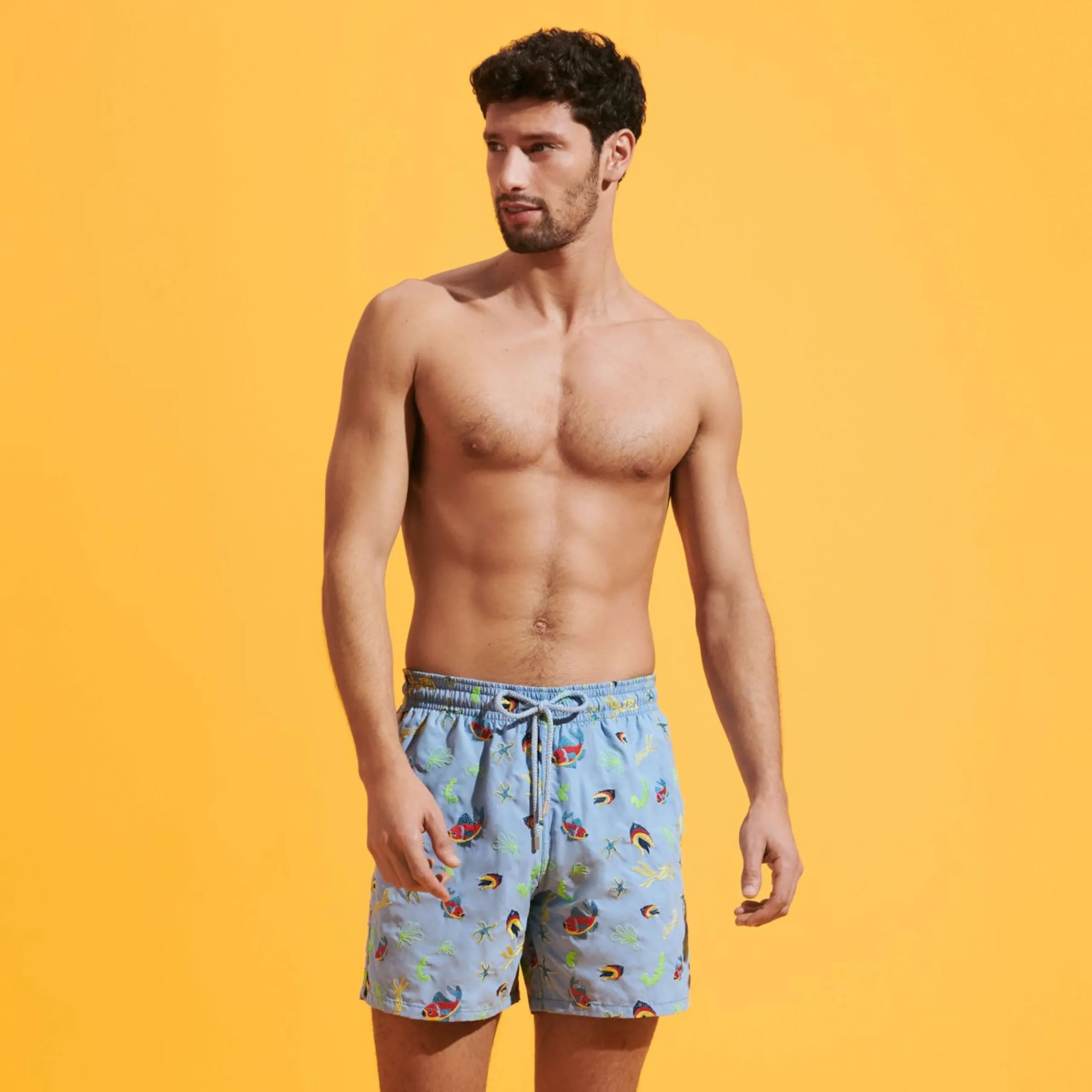 Homme Vilebrequin Le Père & Fils^Maillot De Bain Brodé Homme Naive Fish - Edition Limitee
