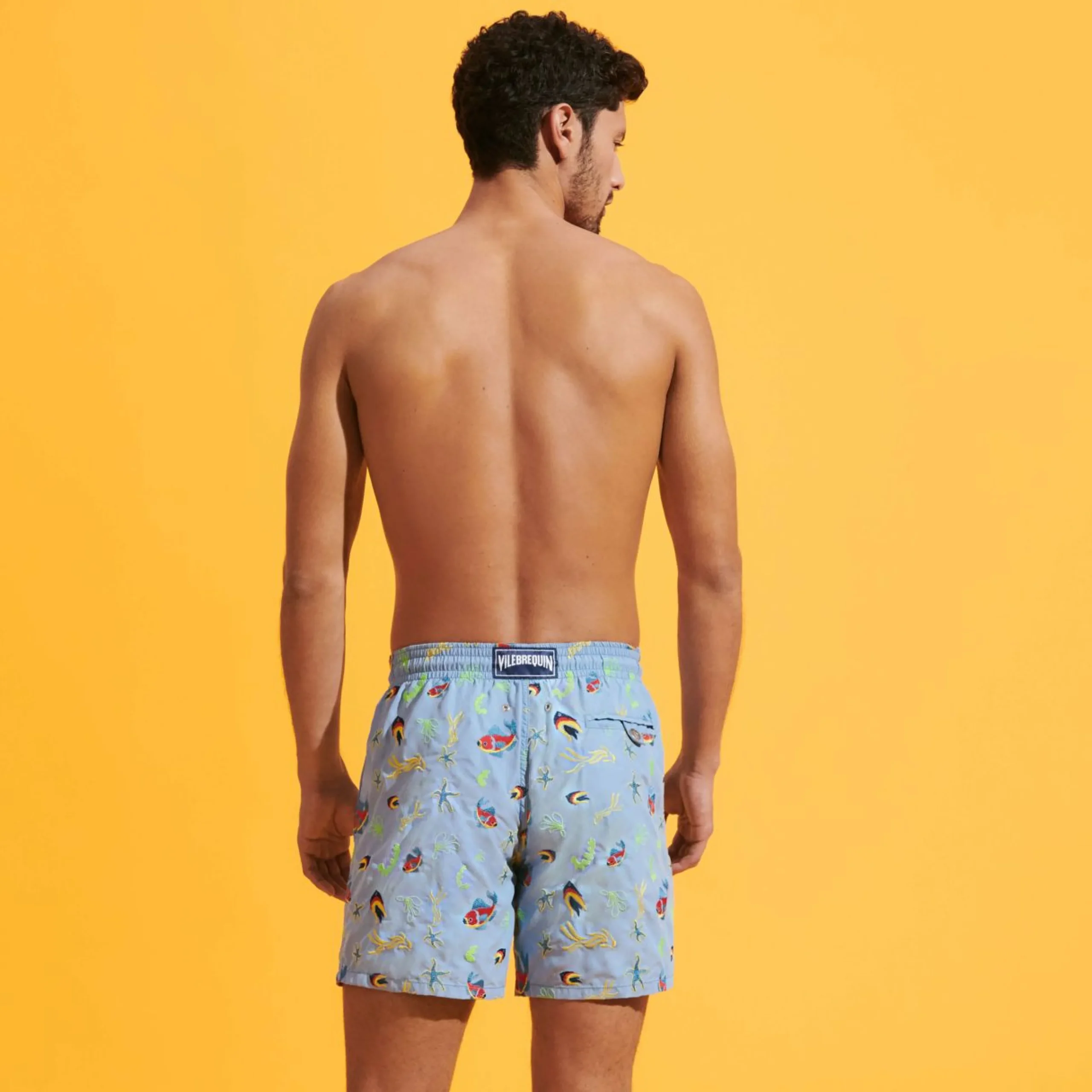Homme Vilebrequin Le Père & Fils^Maillot De Bain Brodé Homme Naive Fish - Edition Limitee