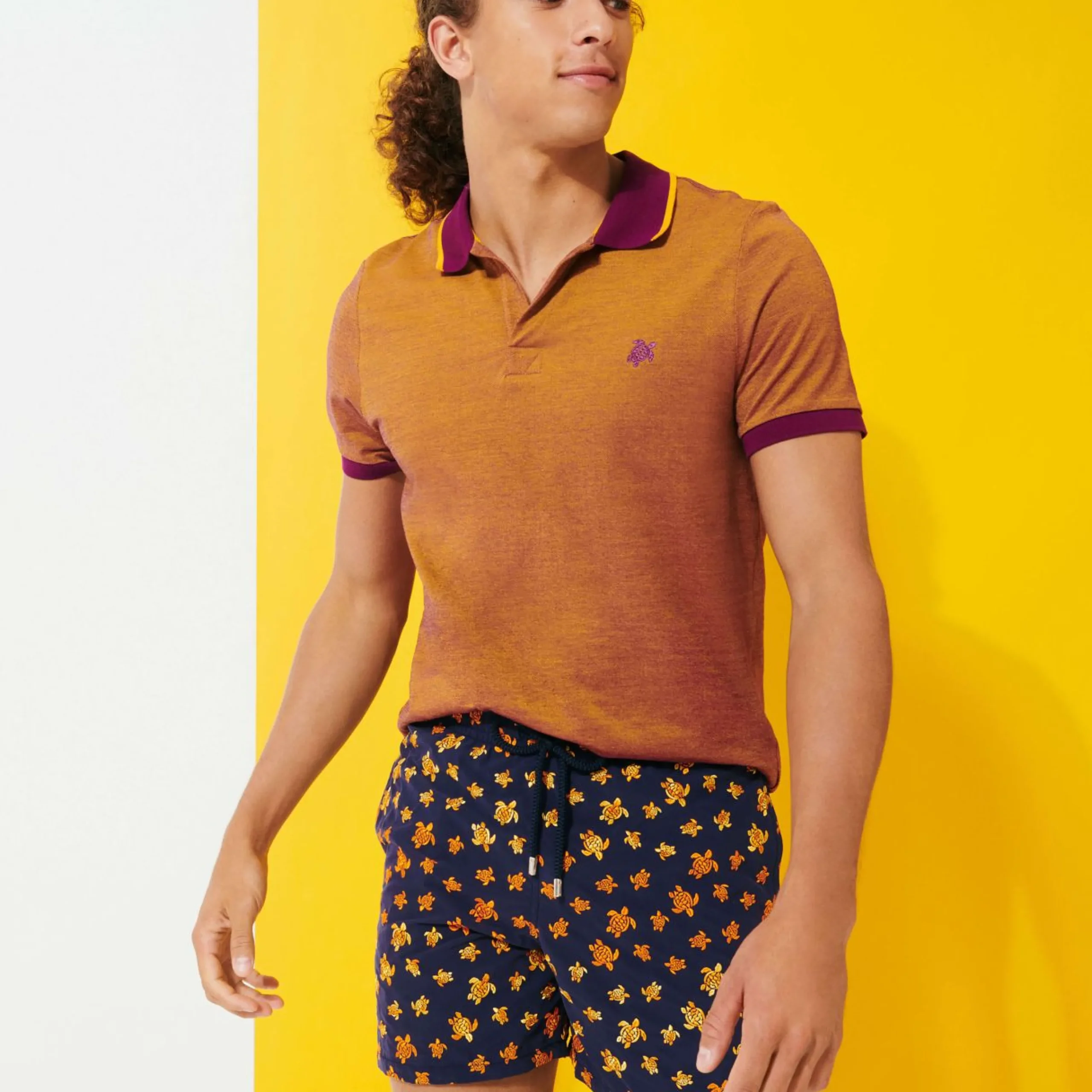 Homme Vilebrequin Le Brodé^Maillot De Bain Brodé Homme Micro Ronde Des Tortues - Edition Limitee