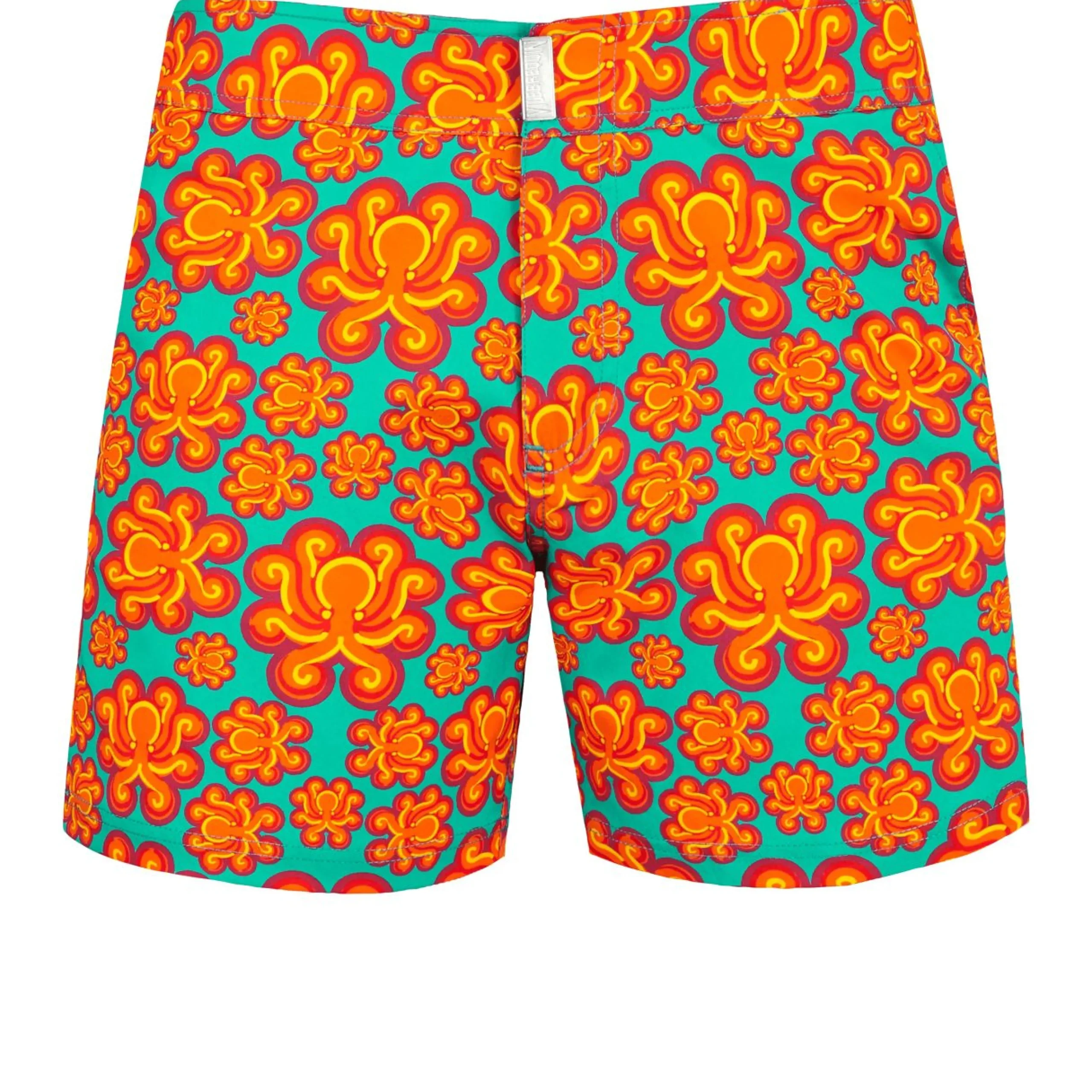 Homme Vilebrequin Le Père & Fils^Maillot De Bain Court Strech Ceinture Plate Homme Poulpes Neon