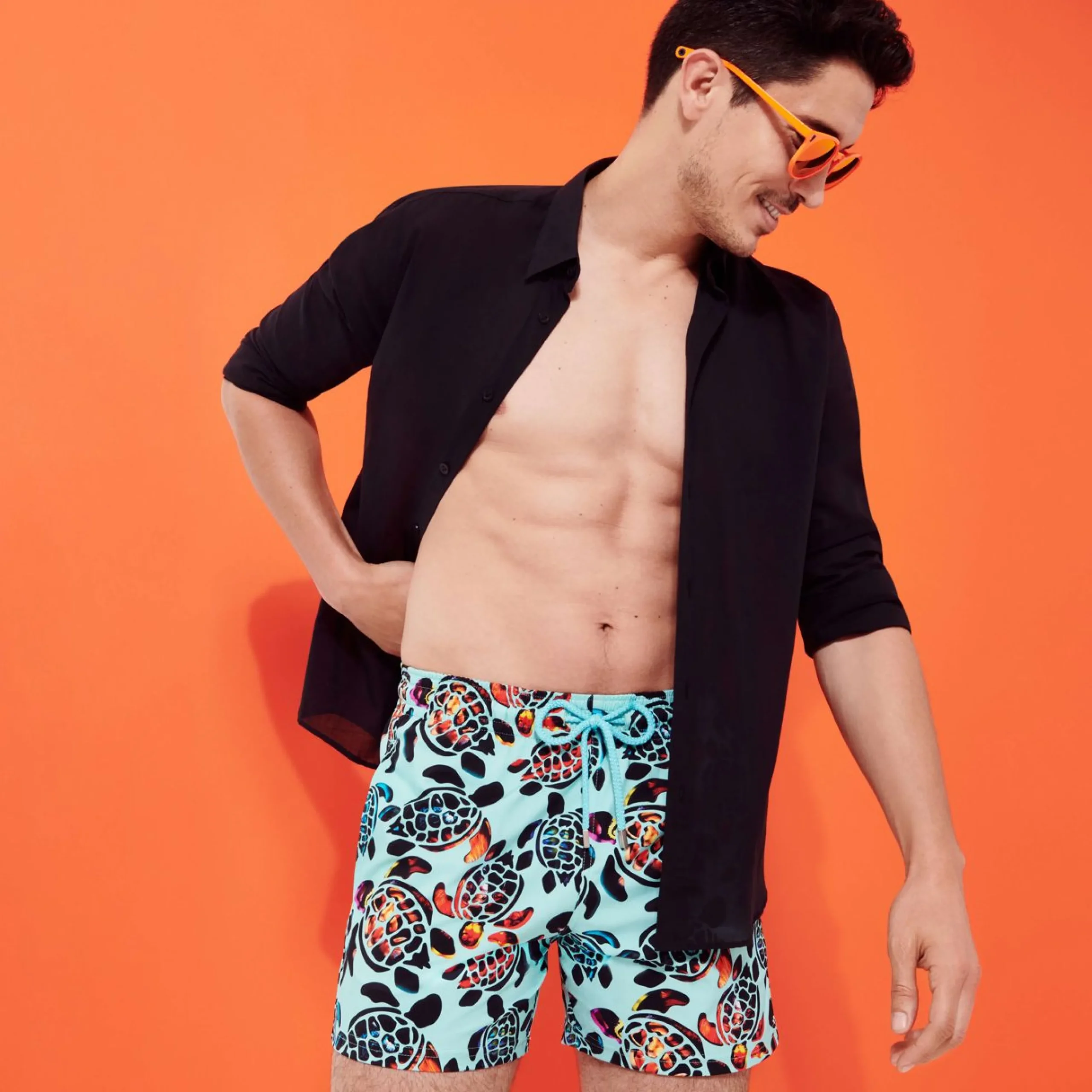 Homme Vilebrequin Le Stretch^Maillot De Bain Court Stretch Homme Screen Turtles
