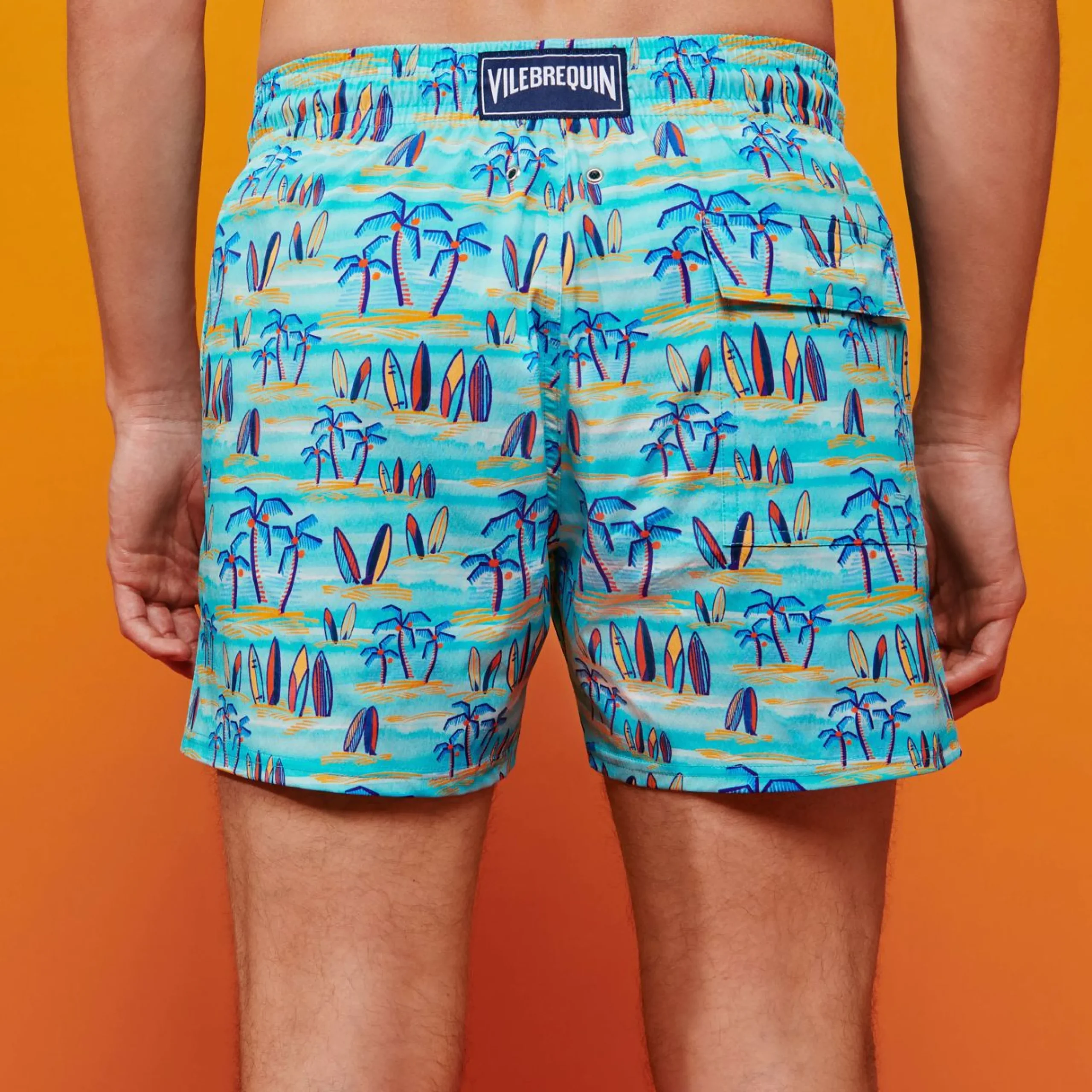 Homme Vilebrequin Le Stretch^Maillot De Bain Court Stretch Homme Palms & Surfs - X The Beach Boys