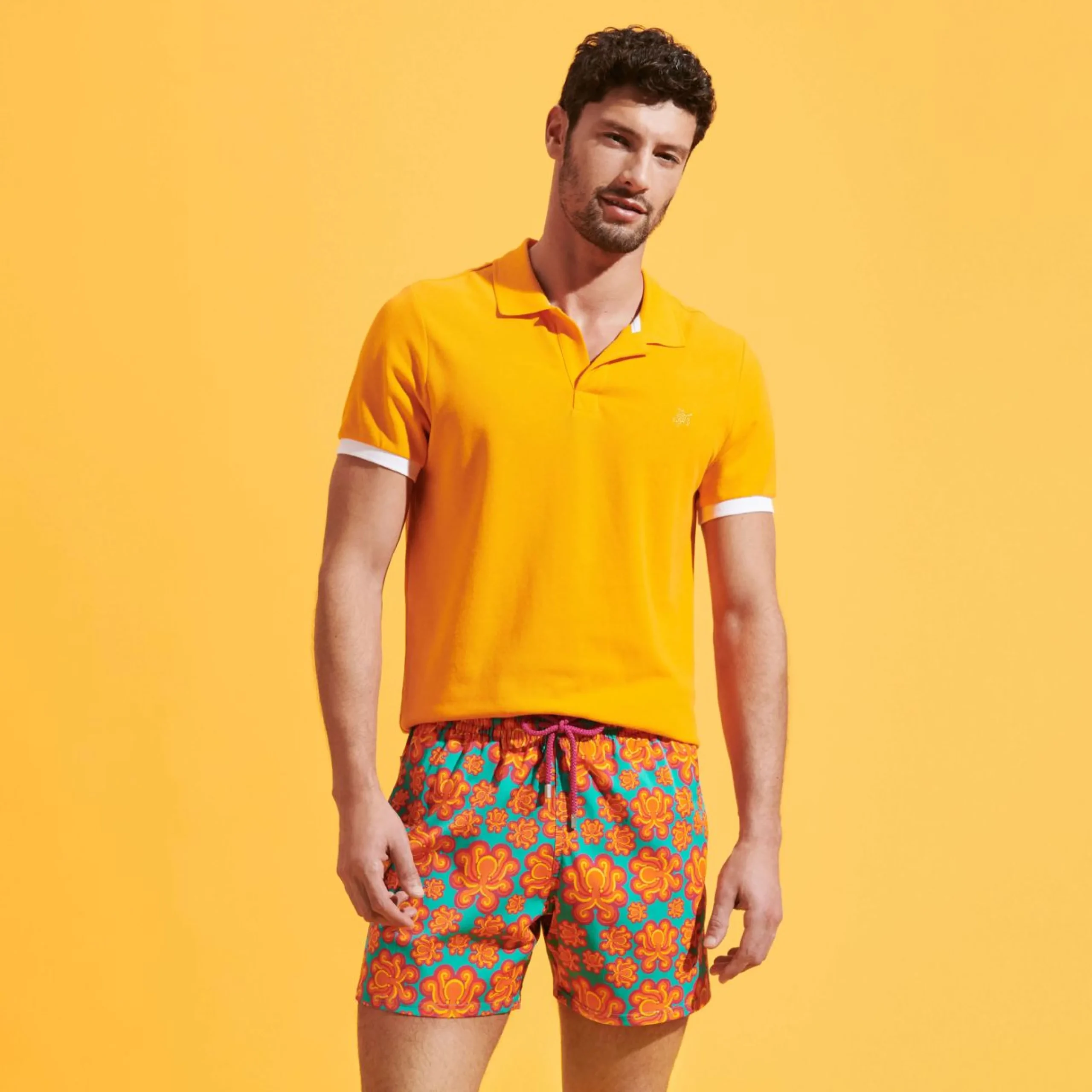 Homme Vilebrequin Le Père & Fils^Maillot De Bain Court Stretch Homme Poulpes Neon