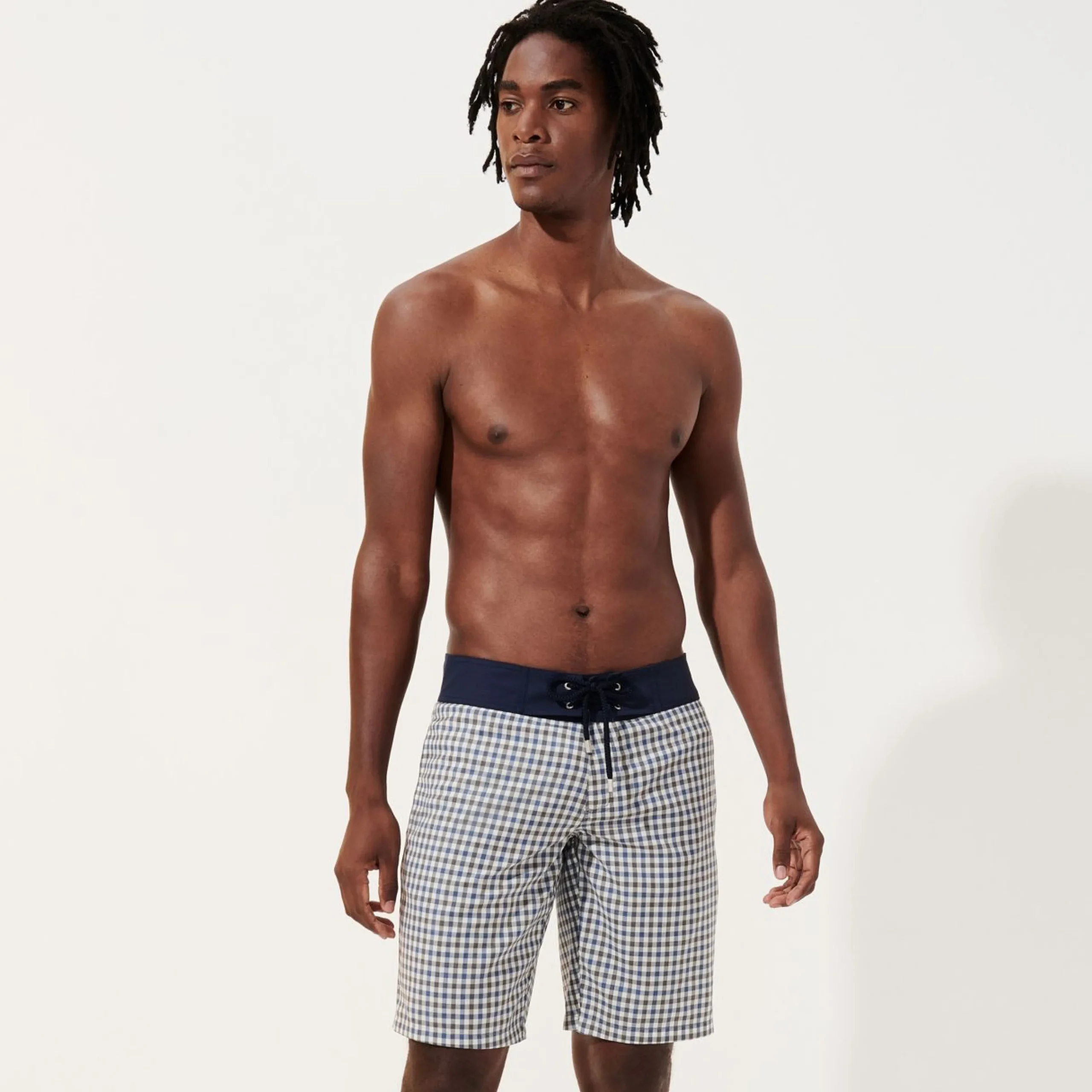 Homme Vilebrequin Le Long^Maillot De Bain Homme En Laine Merinos Carreaux - X The Woolmark Company