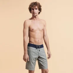 Homme Vilebrequin Le Long^Maillot De Bain Long En Laine Merinos Homme Prince De Galles