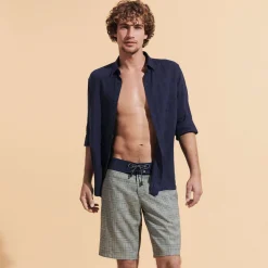 Homme Vilebrequin Le Long^Maillot De Bain Long En Laine Merinos Homme Prince De Galles