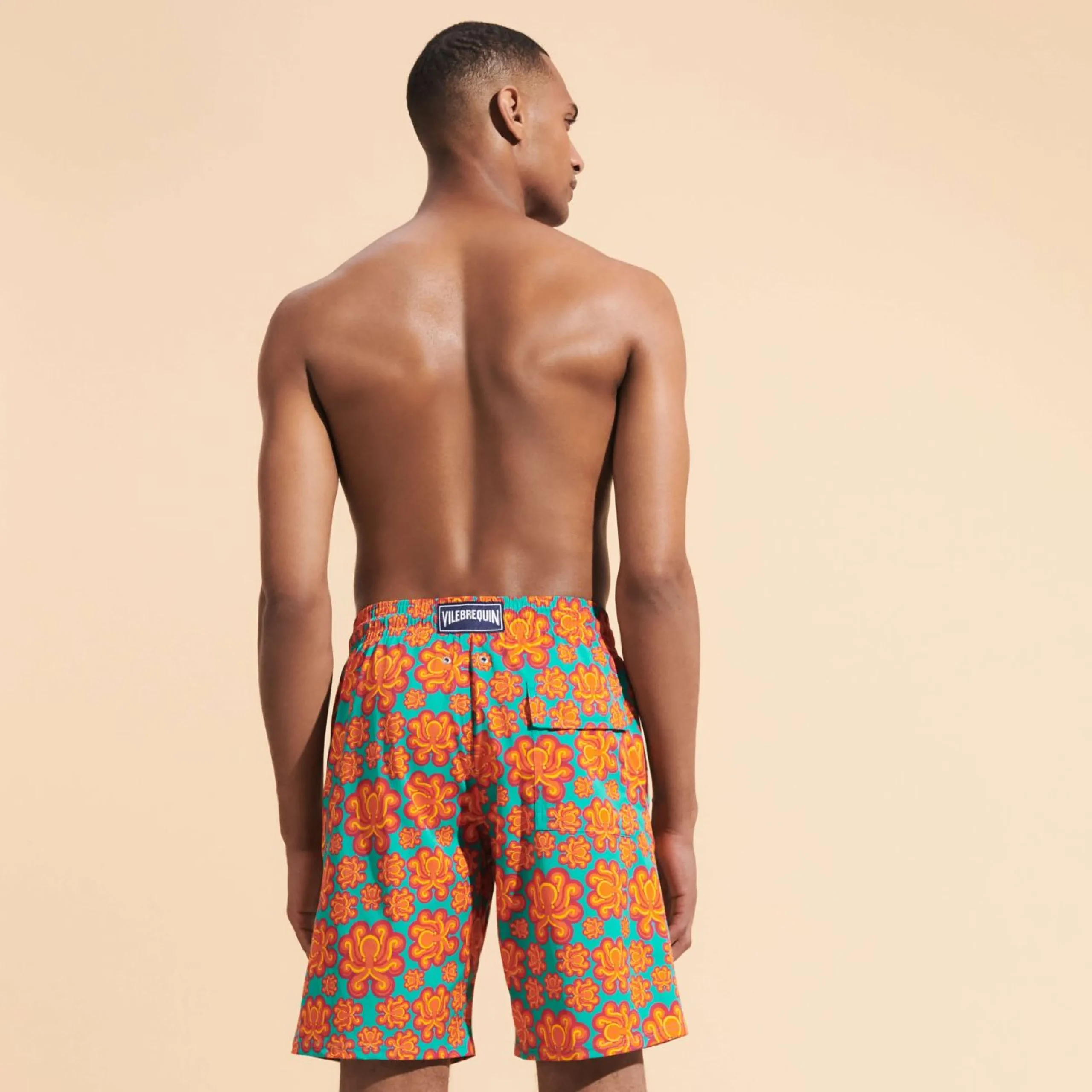 Homme Vilebrequin Le Père & Fils^Maillot De Bain Long Stretch Homme Poulpes Neon