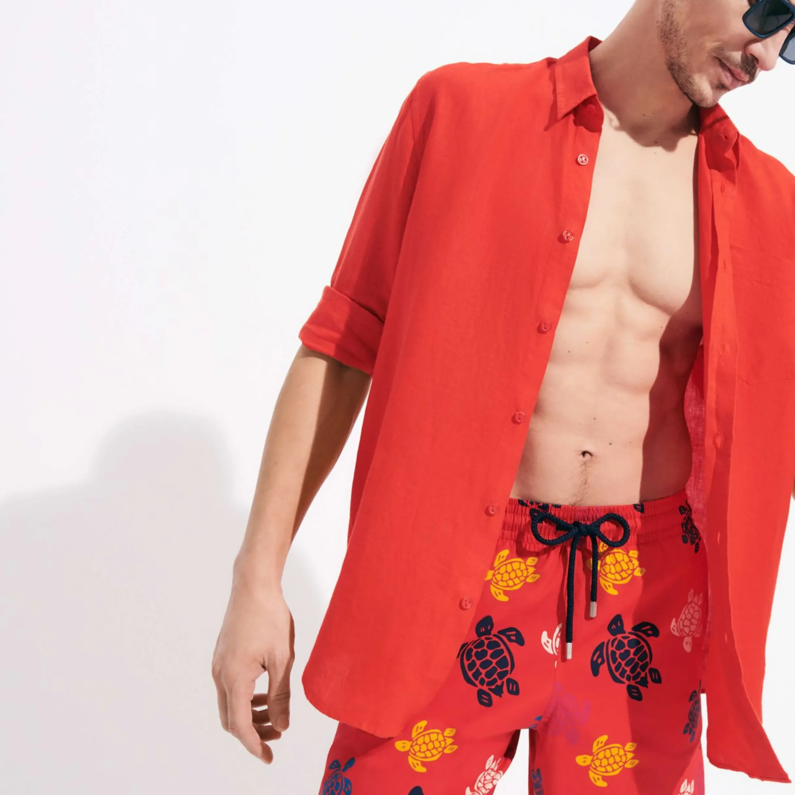 Homme Vilebrequin Le Long^Maillot De Bain Long Stretch Homme Ronde Tortues Multicolores