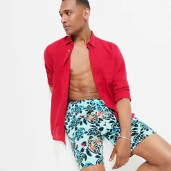 Homme Vilebrequin Le Long^Maillot De Bain Long Stretch Homme Screen Turtles