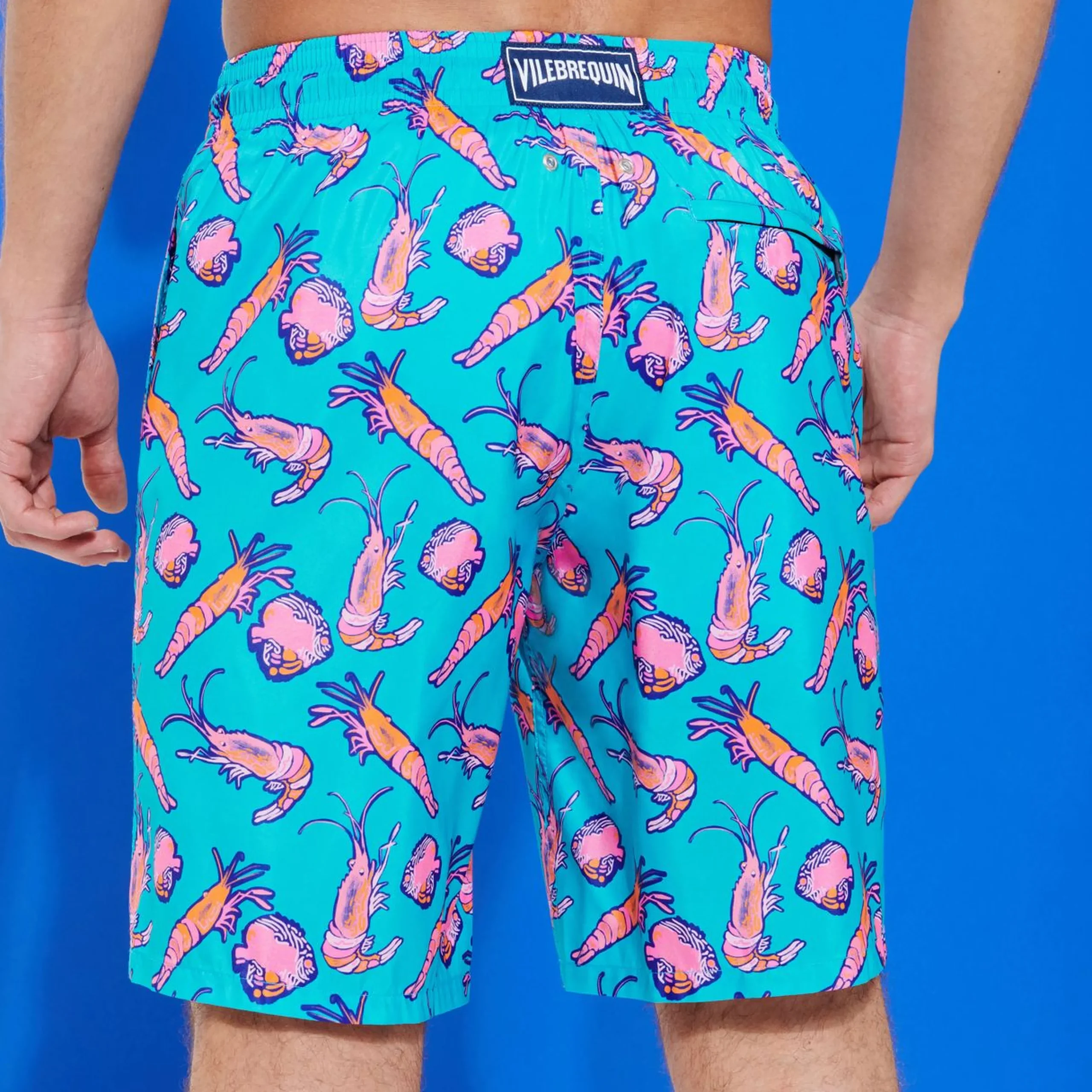 Homme Vilebrequin Le Long^Maillot De Bain Long Ultra-Leger Et Pliable Homme Crevettes Et Poissons