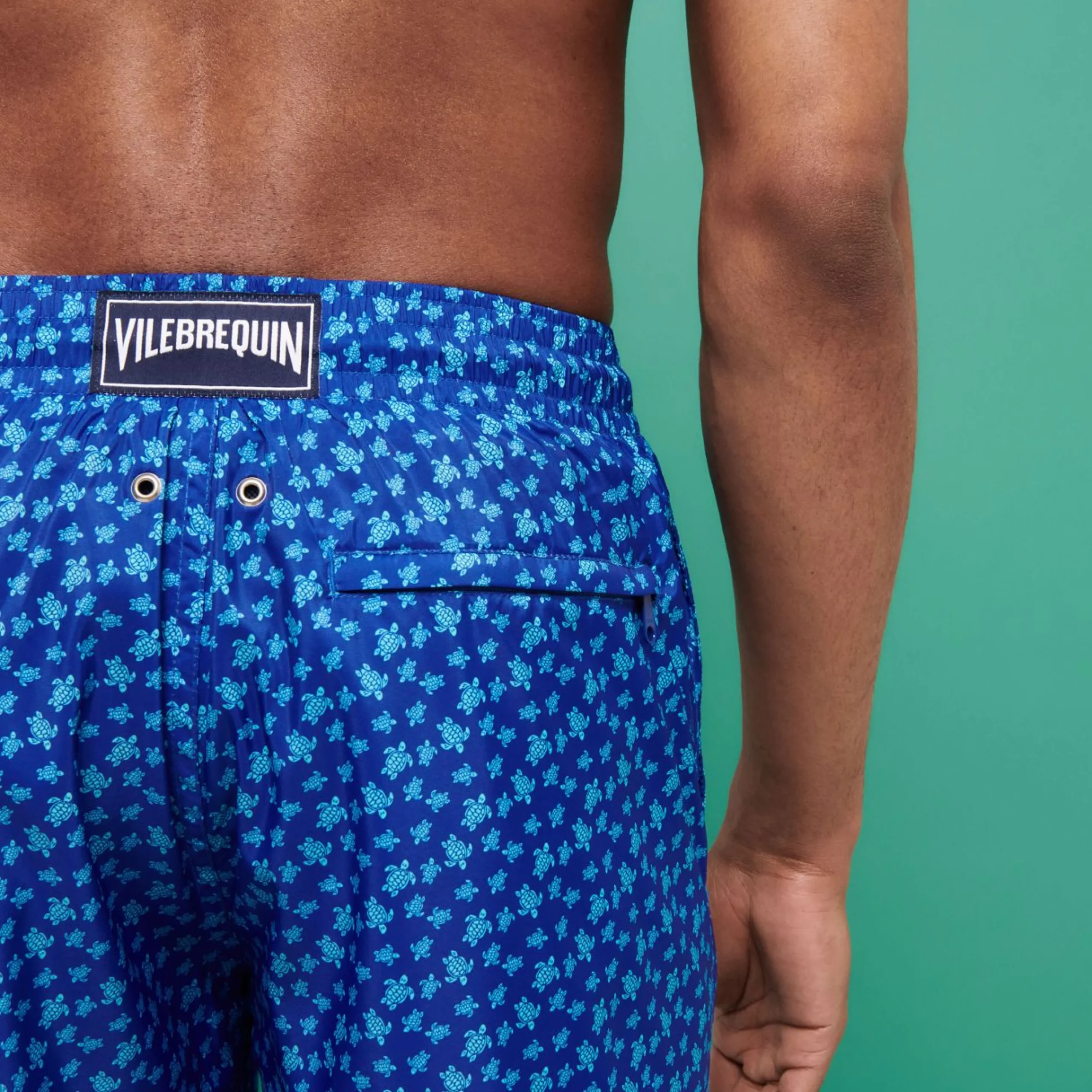 Homme Vilebrequin Le Long^Maillot De Bain Ultra-Leger Et Pliable Homme Long Micro Ronde Des Tortues