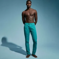 Homme Vilebrequin Pantalons^Pantalon En Gabardine 5 Poches Homme Imprime Micro Turtles Corrosion