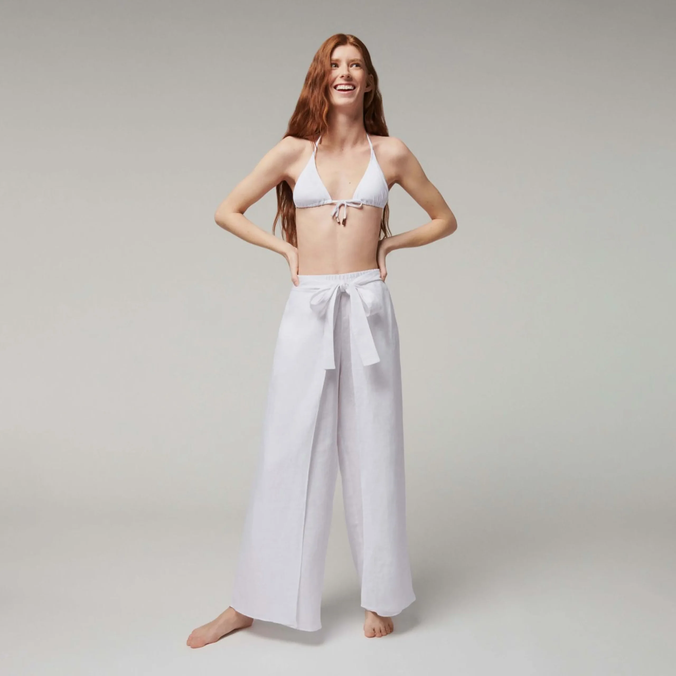Femme Vilebrequin Pantalons^Pantalon En Lin Blanc Femme- X Angelo Tarlazzi