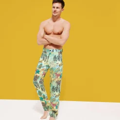 Homme Vilebrequin Pantalons^Pantalon En Lin Imprime Homme Jungle Rousseau