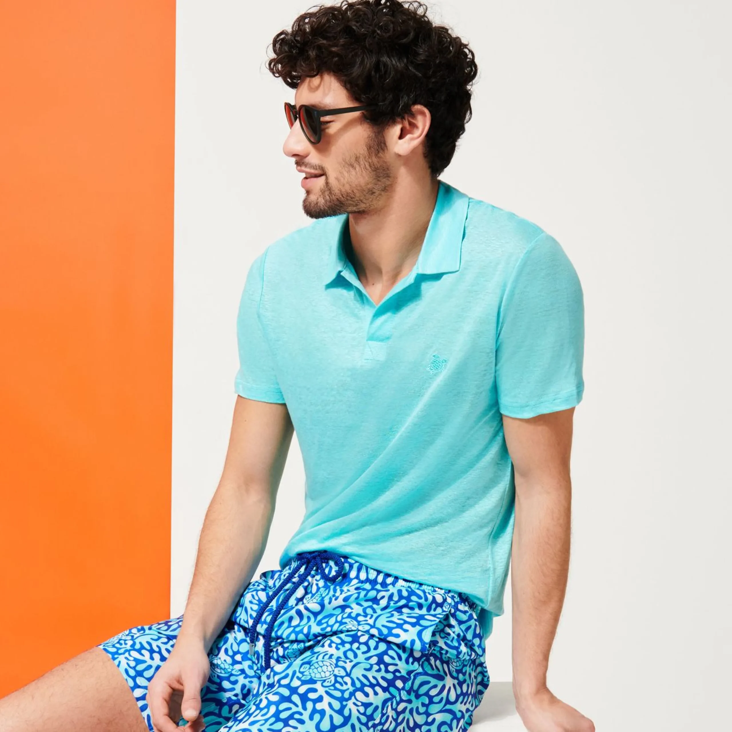 Homme Vilebrequin Polos^Polo En Jersey De Lin Homme Uni