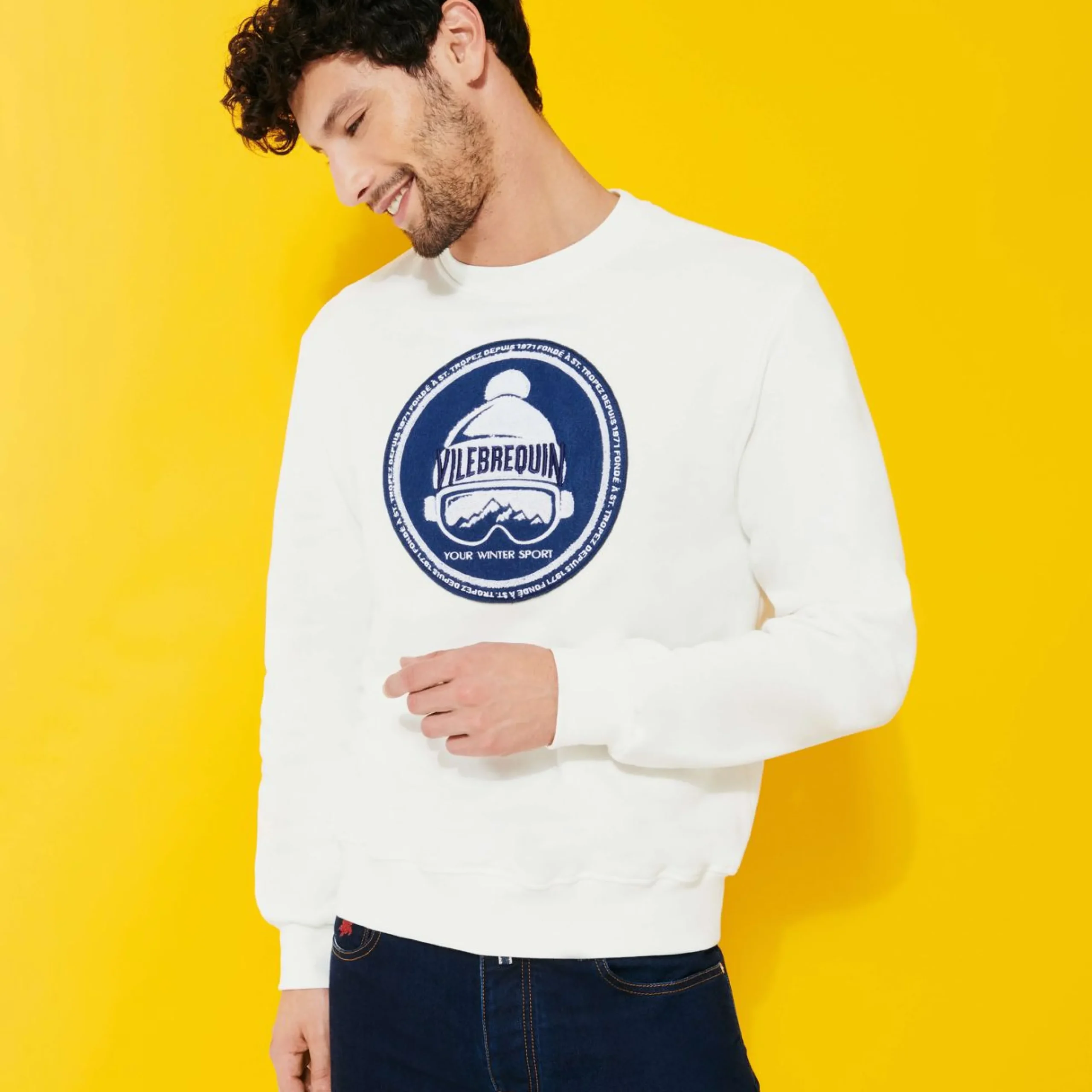 Homme Vilebrequin Sweats^Pull Col Rond En Coton Logo Eponge Homme