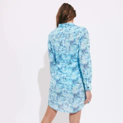 Femme Vilebrequin Robes^Robe Chemise En Coton Organique Femme Flowers Tie & Dye