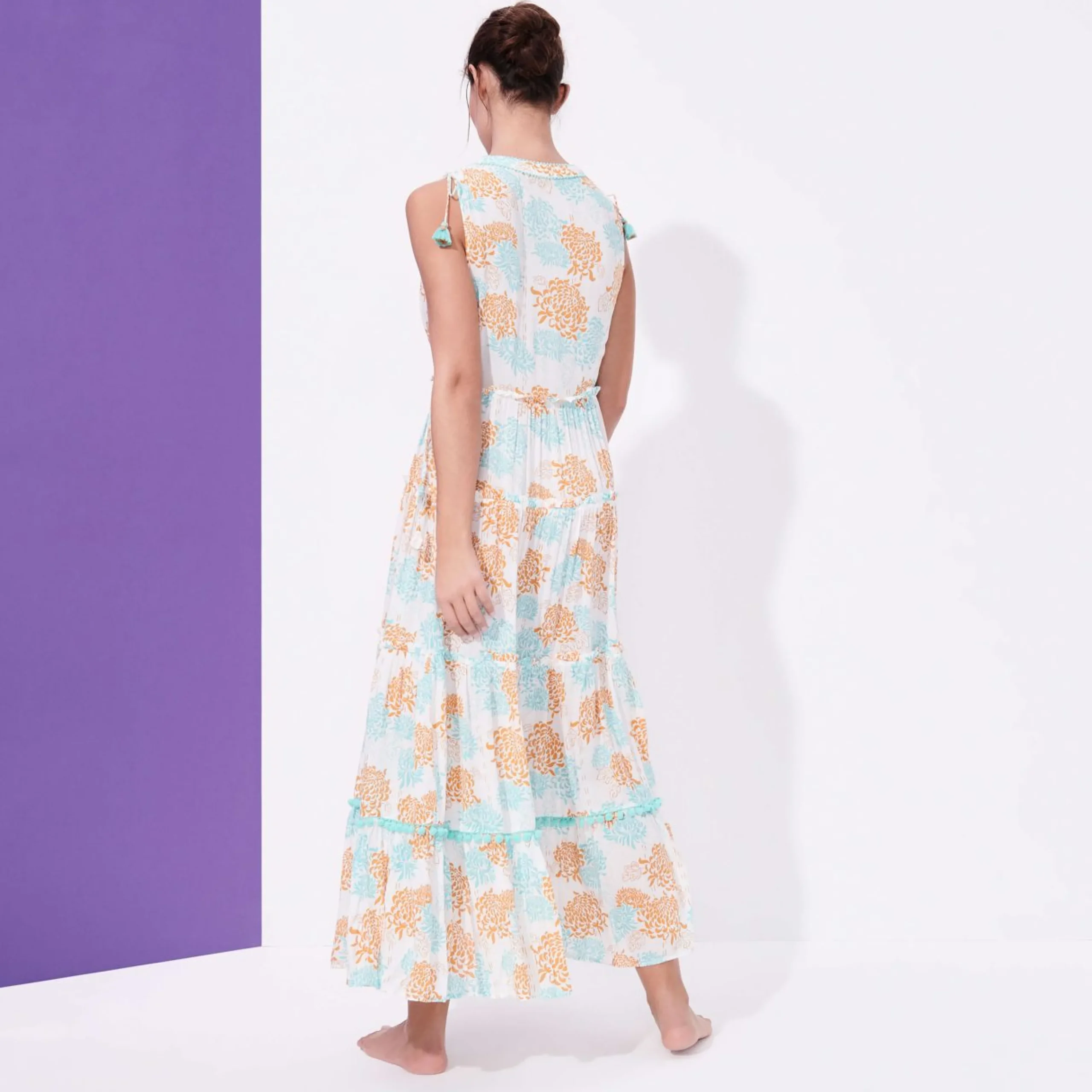 Femme Vilebrequin Robes^Robe Longue Femme Iridescent Flowers Of Joy- X Poupette St Barth