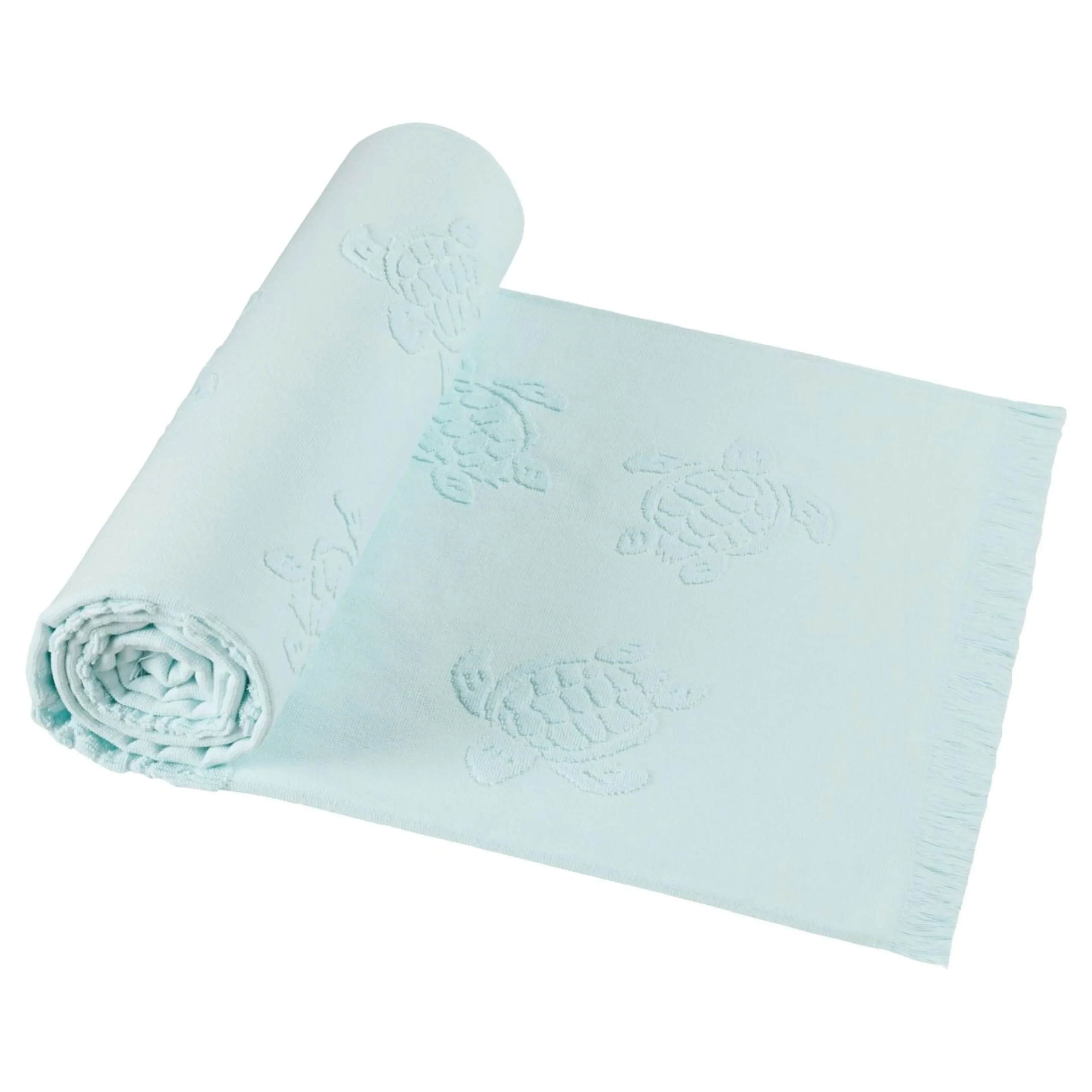 Fille Vilebrequin Ponchos Et Serviettes^Serviette De Plage Fouta Uni En Coton Biologique Jacquard Tortues