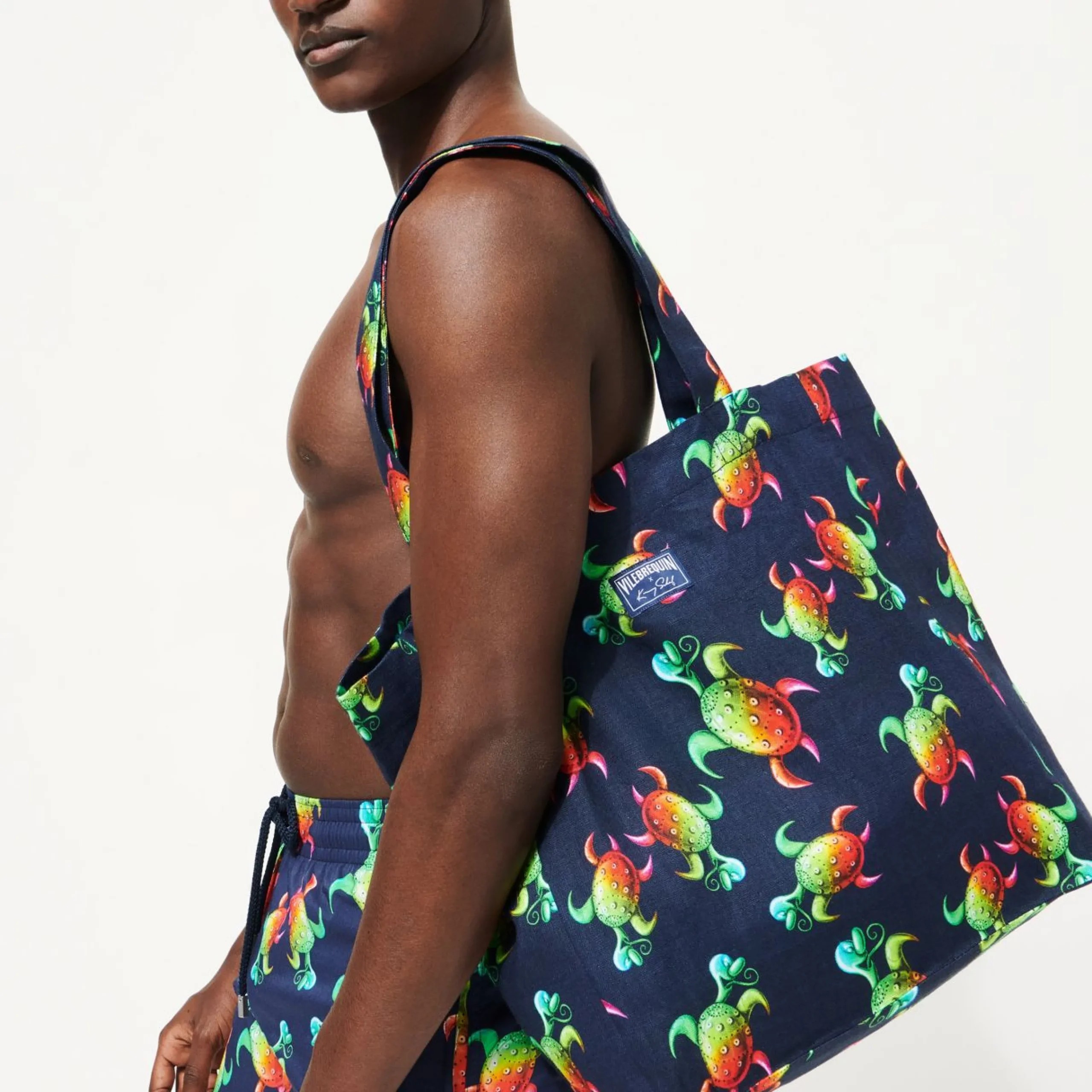 Homme Vilebrequin Le Père & Fils^Tote Bag Tortues Rainbow Multicolor - X Kenny Scharf