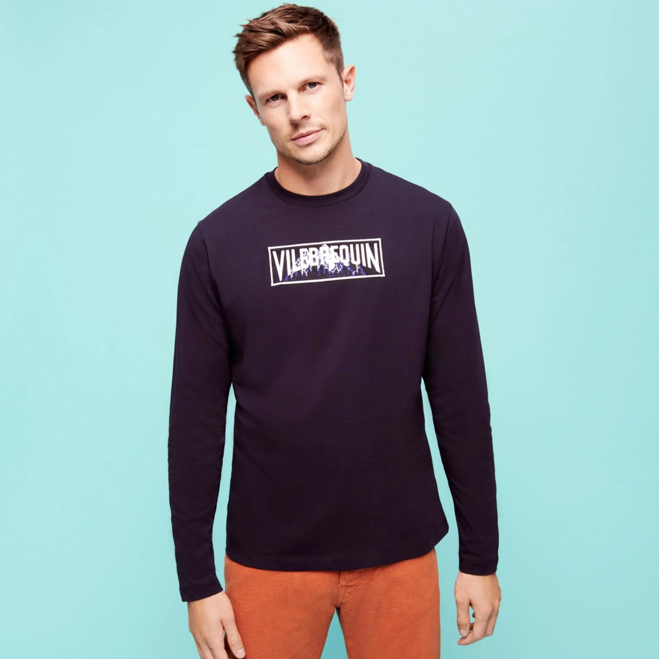 Homme Vilebrequin T-Shirts^T-Shirt A Manches Longues En Coton Homme Patch Montagne Brodé