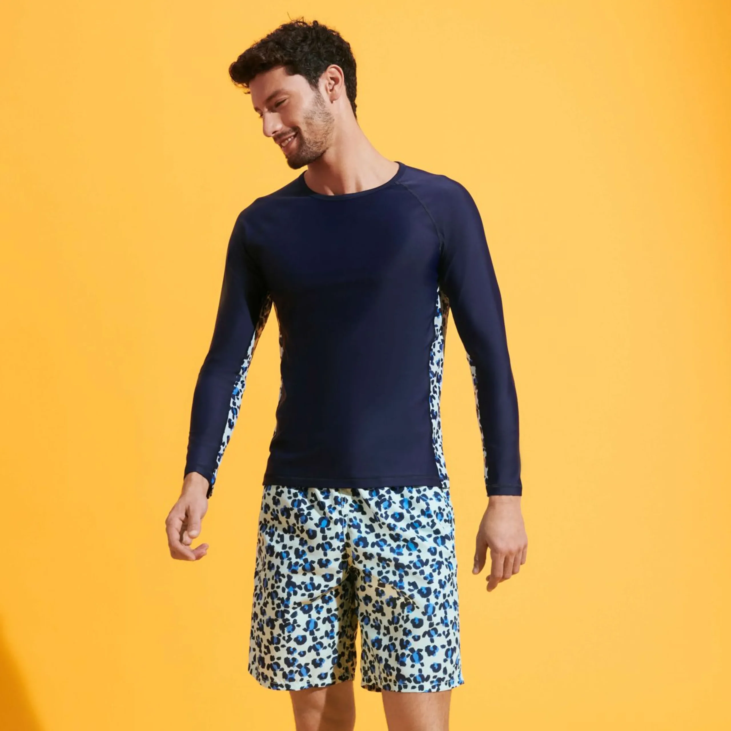 Homme Vilebrequin T-Shirts Anti Uv^T-Shirt Anti Uv Manches Longues Homme Turtles Leopard