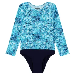 Fille Vilebrequin Une Pièce^T-Shirt Anti Uv Une Pièce Manches Longues Fille Flowers Tie & Dye