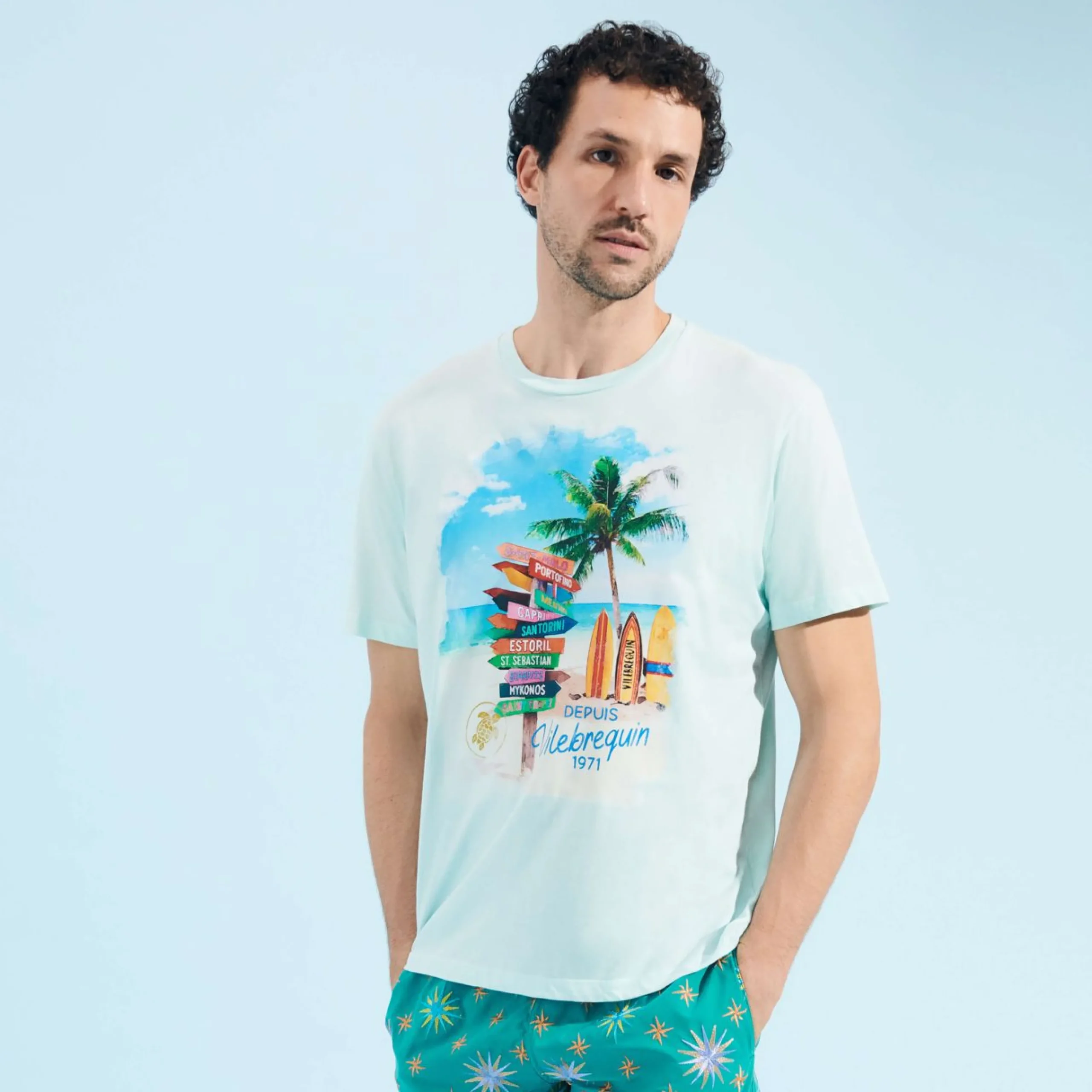 Homme Vilebrequin T-Shirts^T-Shirt En Coton Homme Holidays Signpost